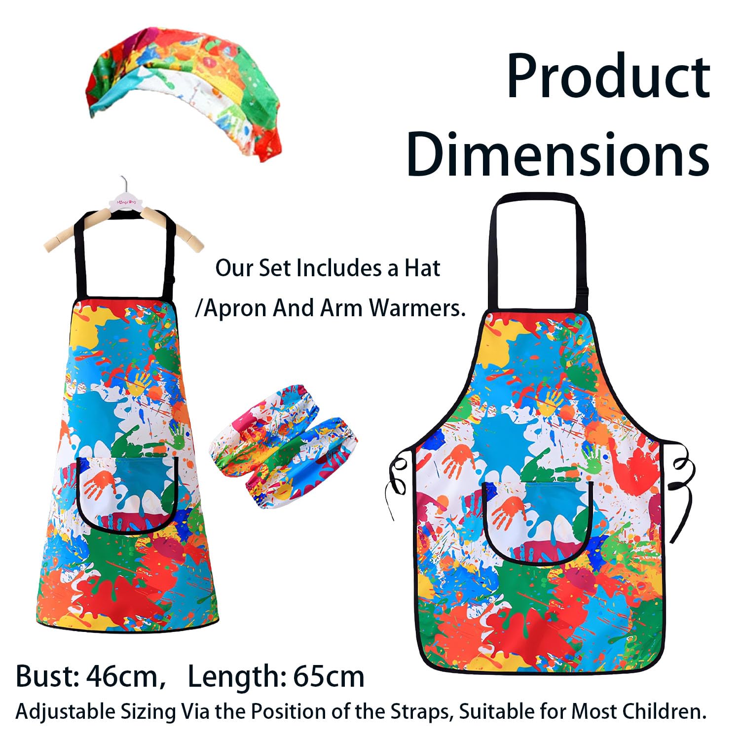 Ptyism Kids Painting Smocks(With a Hat and Sleeve Cover) Kids Painting Aprons,Kids Painting Smock丨Paint Aprons for Children for Painting Cooking - Image 2