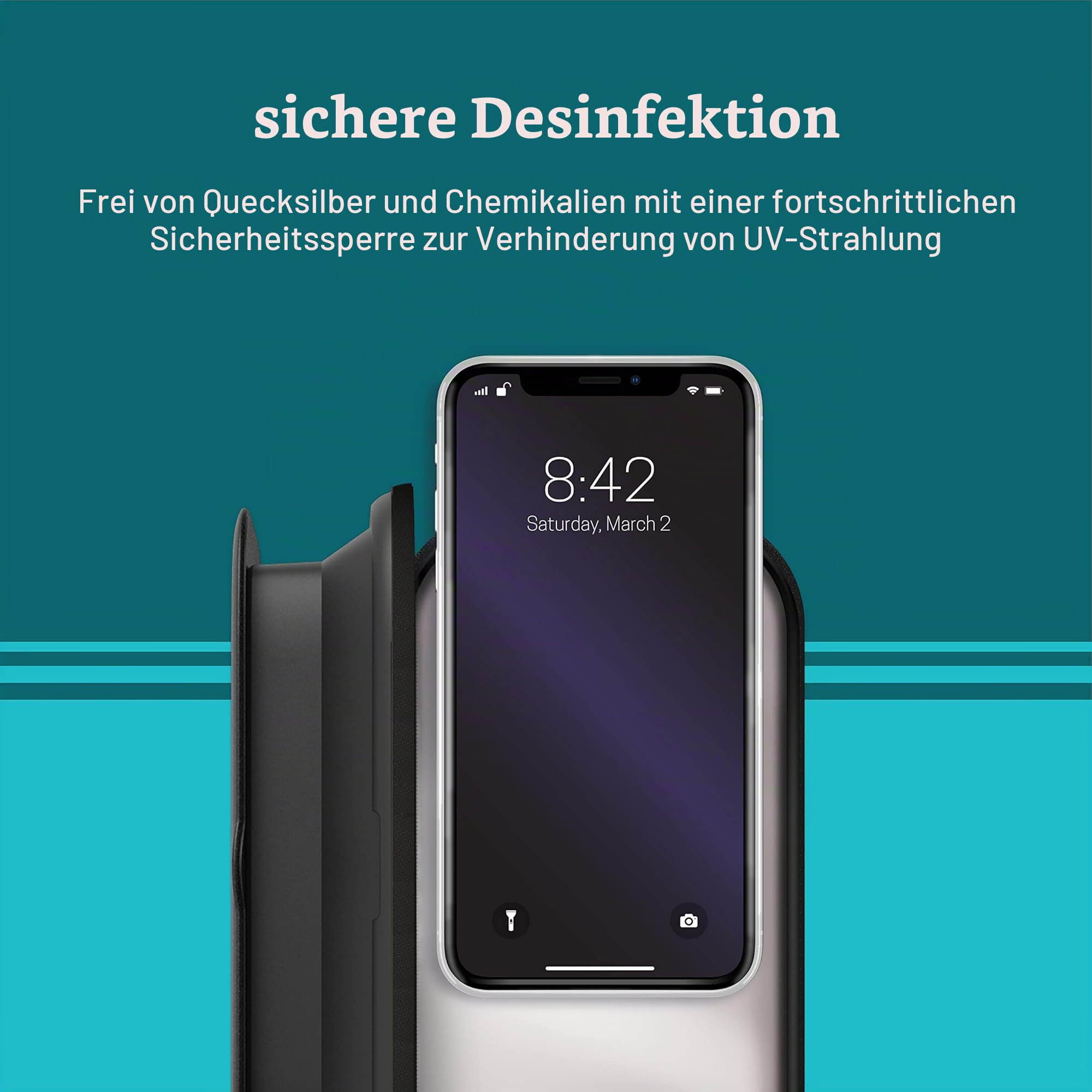 HoMedics UV-Clean Smartphone Sanitizer UVC Desinfektionsgerät | Schneller als jeder andere UV Sterilisator auf dem Markt | Tötet bis zu 99,9% der Bakterien und Viren auf DNA-Ebene, ohne Chemikalien