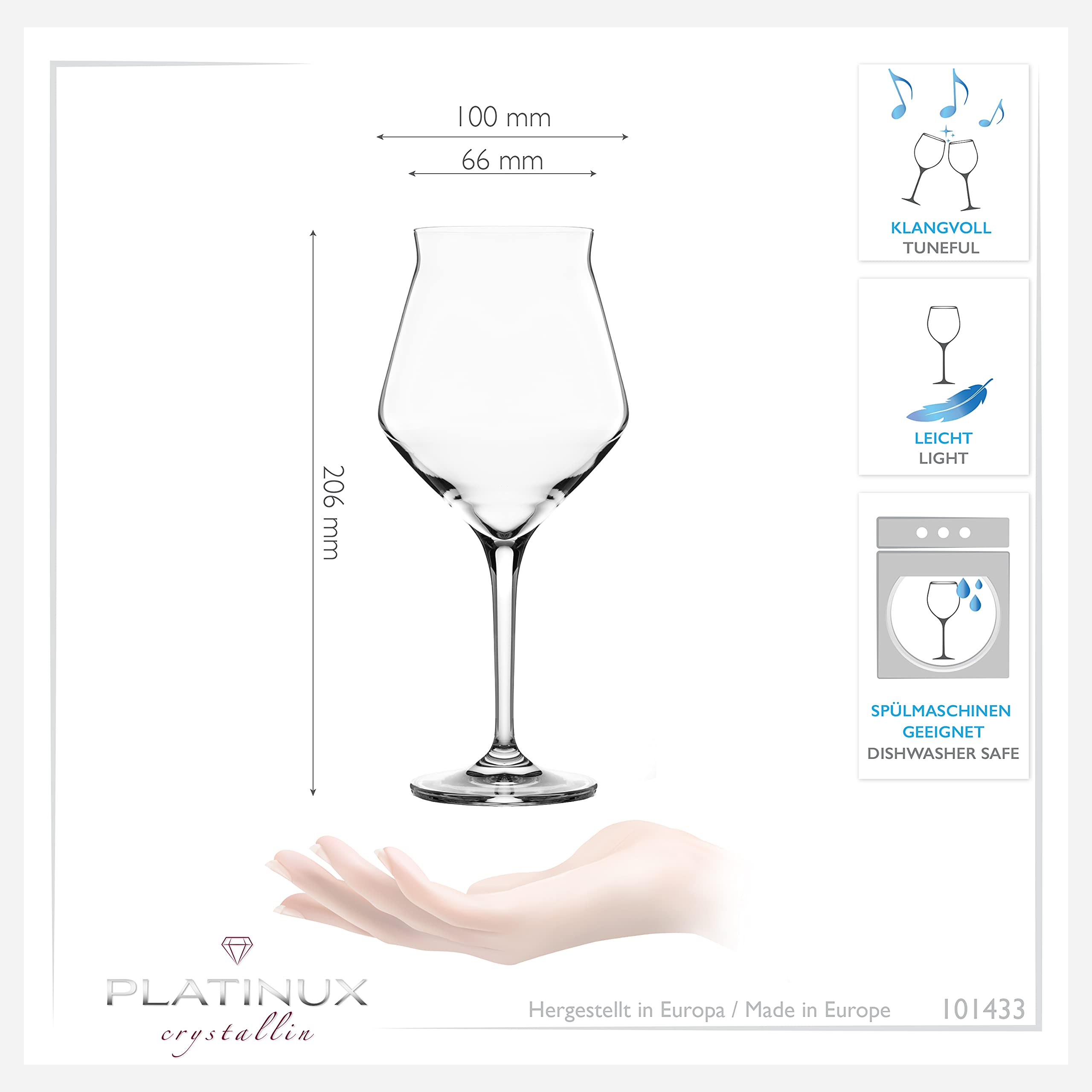 PLATINUX Set 6 Bicchieri Da Birra In Vetro 500 Ml (600 Ml Max), Lavabili In Lavastoviglie, Perfetti Per Birra Artigianale E Feste - 3