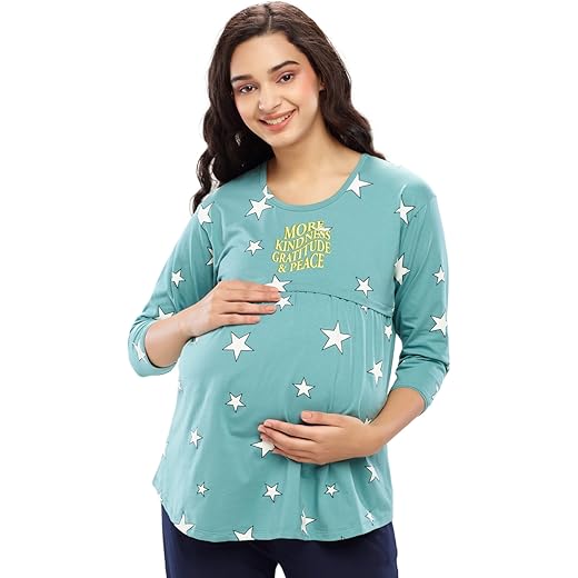 ZEYO Womens Cotton Star Printed Top