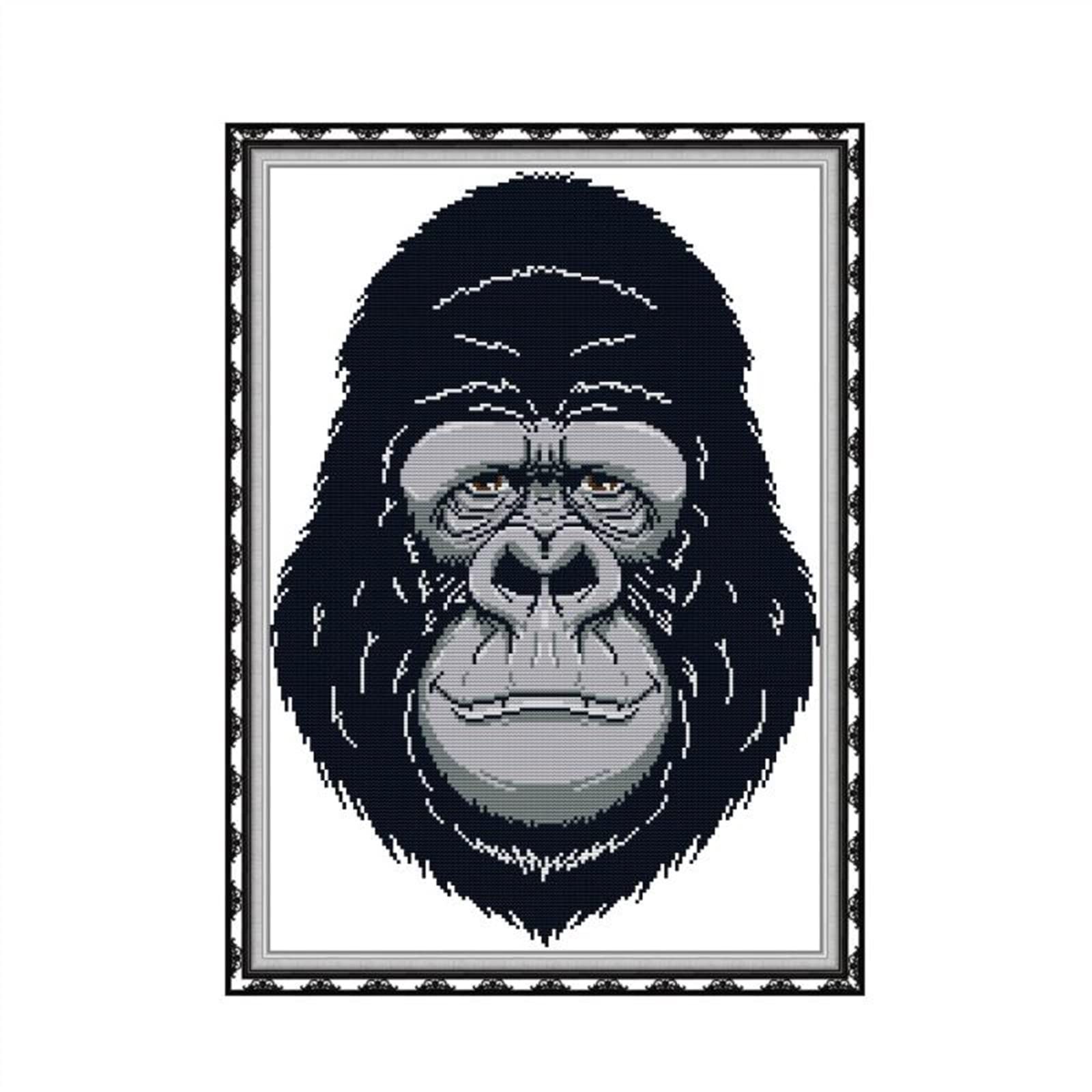 Kit point de croix chimpanzé sans dessin pour brodeur patient