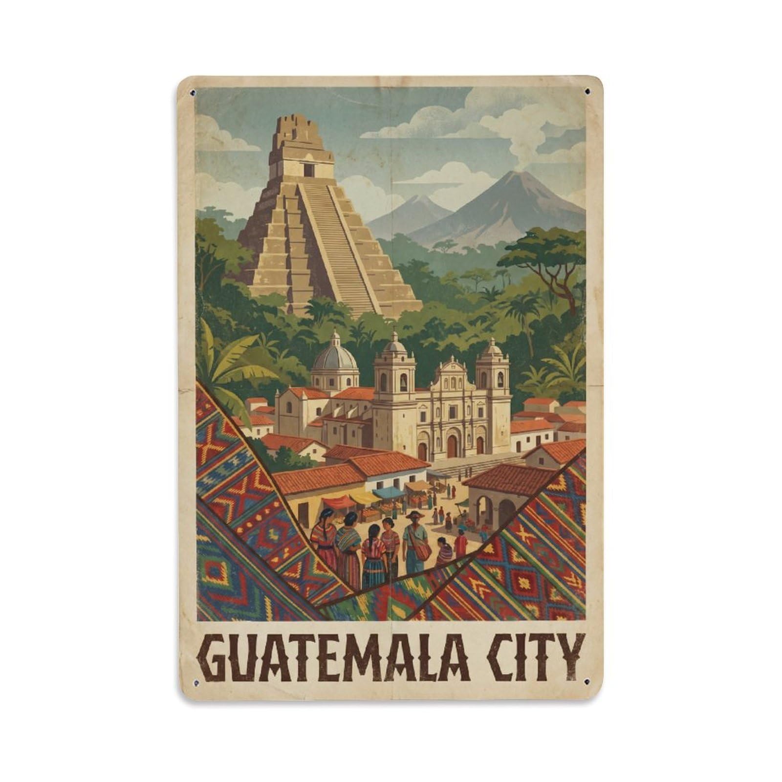 Huiyhb 8X12inch(20X30cm) Travel Guatemala Guatemala City Retro Metal Tin Sign