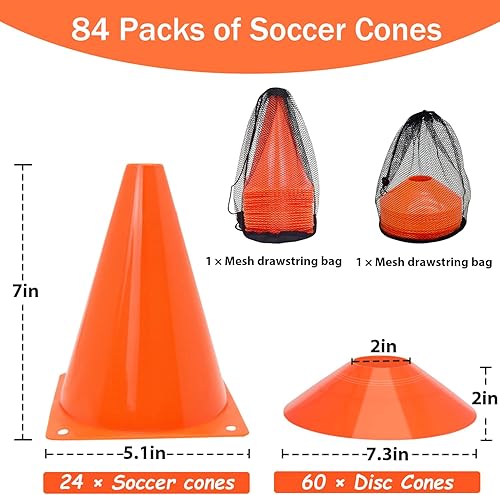 Miniatura 2 de Juego de conos de fútbol, 8442 piezas de 7 pulgadas9 pulgadas, conos deportivos + conos de disco, conos para deportes con bolsa de transporte, conos