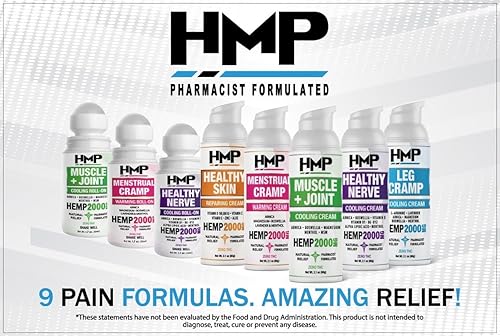 Miniatura 9 de HMP BRANDS Neuropatía - Crema de cáñamo roll-on para aliviar el dolor nervioso de 2000 mg de máxima fuerza para pies, manos, piernas, dedos de los