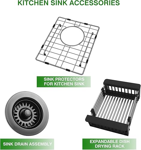 Miniatura 81 de Fregadero de cocina blanco, fregadero de barra blanca de 17 pulgadas, fregadero de barra de montaje inferior de 17 x 19 x 10 pulgadas
