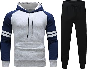 Sweat Suits Men Big and Tall Jogger Running Tracksuit Set Drawstring Hooded Pullover Workout Sport Sweatpants Set