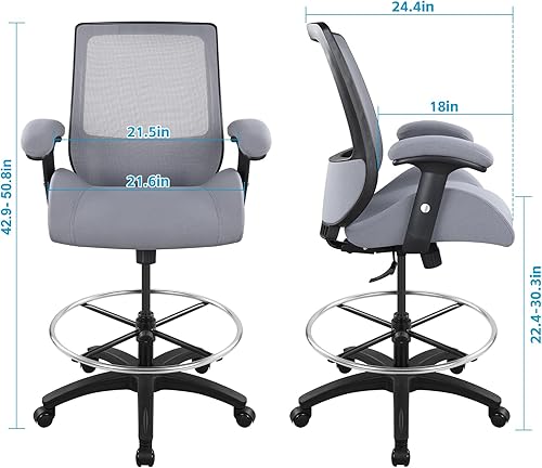 Miniatura 3 de BOLISS Silla ergonómica de malla para computadora de oficina con brazos ajustables súper suaves, cojín de asiento de espuma moldeada, soporte lumbar