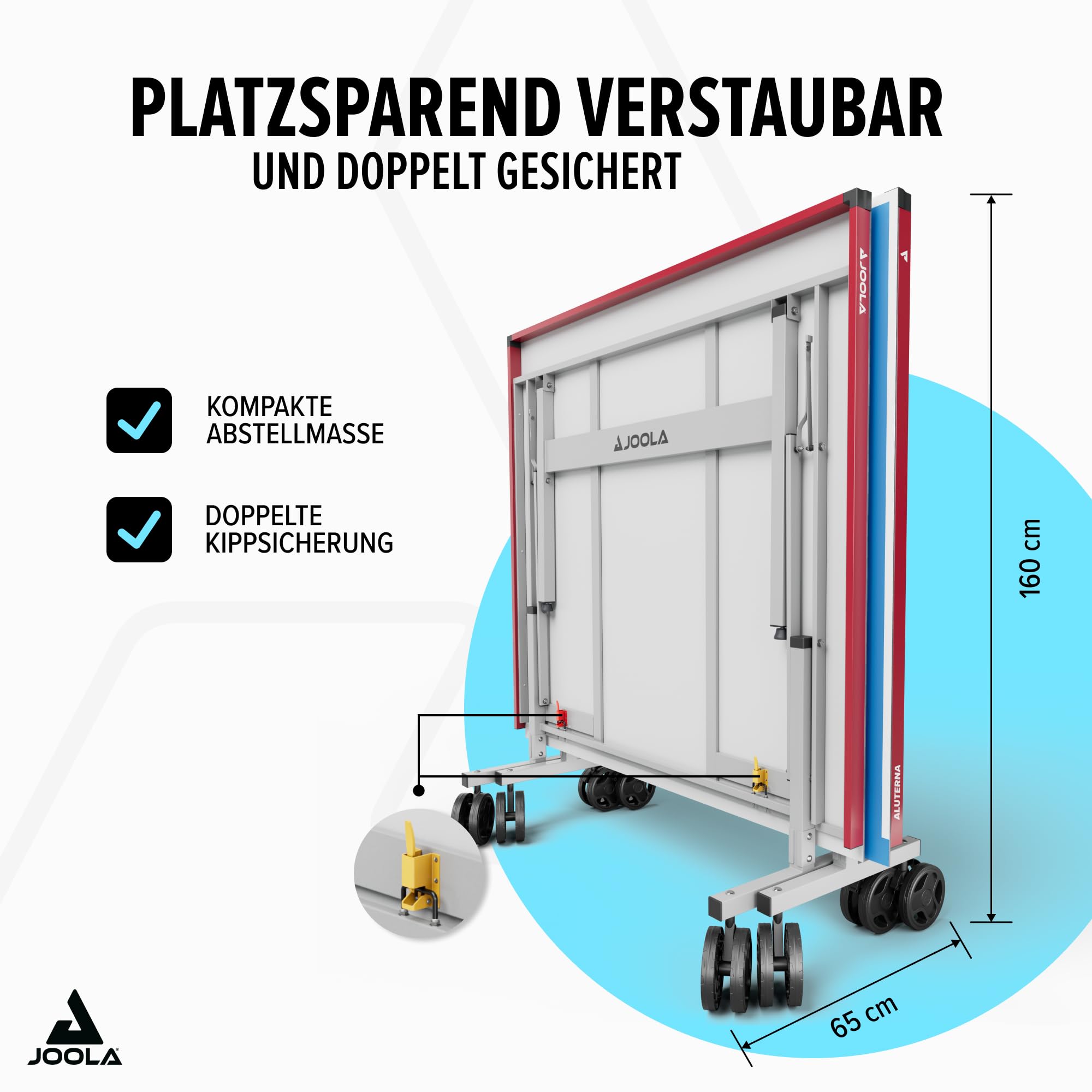 JOOLA Tischtennistisch, Profi Outdoor Tischtennisplatte, Wetterfest - 6 mm Aluminium-Kunststoffverbundoberfläche - Einklappbares Untergestell, inklusive Tischtennisnetz
