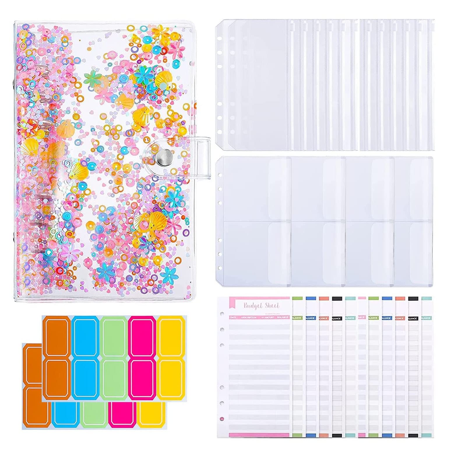 Cuaderno A6 organizador de gastos con sobres y hojas de presupuesto para ahorro