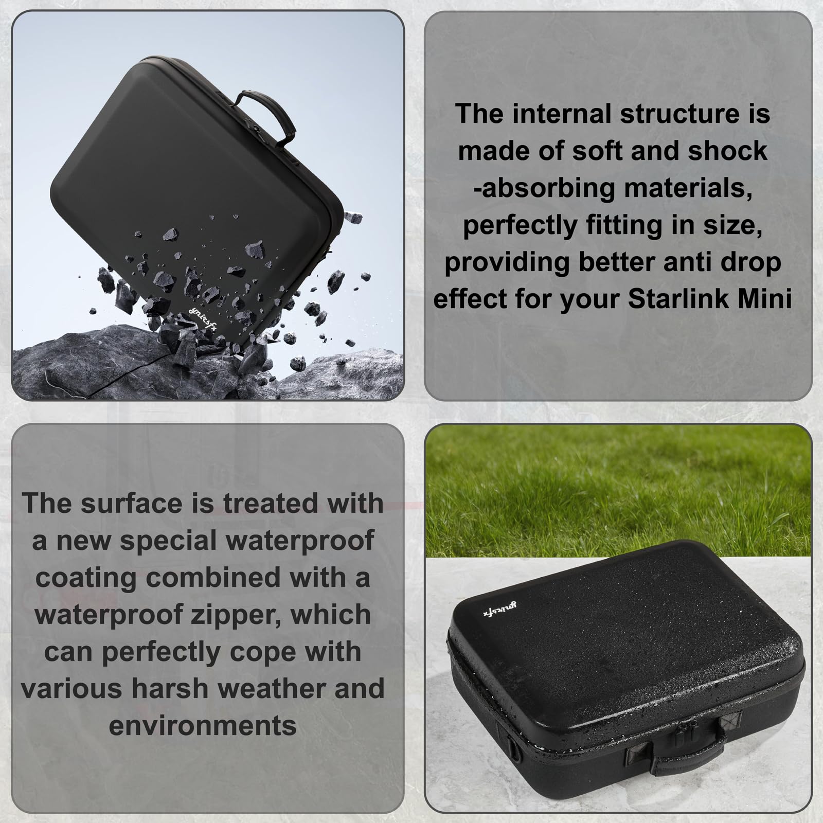 Starlink Mini étui de transport rigide pour Starlink Mini, sac de rangement imperméable pour accessoires et bloc-piles, compatible avec les batteries externes de 16,5 x 6 x 6 cm (convient pour Anker