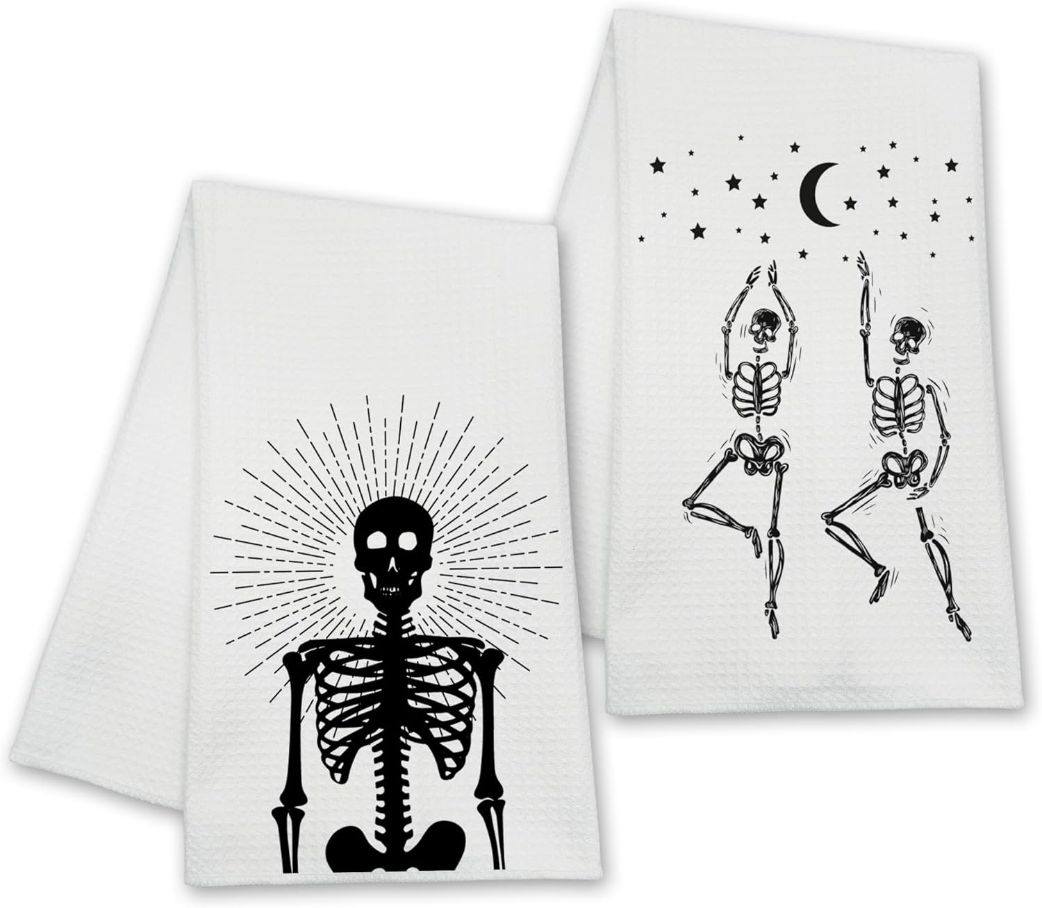 Funny Skull Kitchen Towels, Goth Skeleton Hand Towels for Bathroom, Housewarming Gifts for Women Friends Skull Lovers, Farmhouse Home Tea Towel Halloween Decorations, Set of 2-10