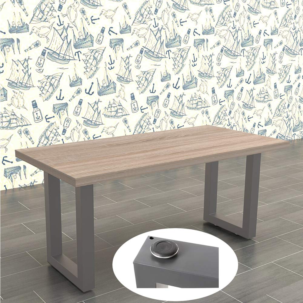 Mucola 2× Tischkufen 60x72 cm aus Stahl – Tischgestell Grau – modernes Tischuntergestell aus Vierkantprofilen inkl. Bodenschoner – stabile Tischbeine für Esstisch, Schreibtisch & Werkbank