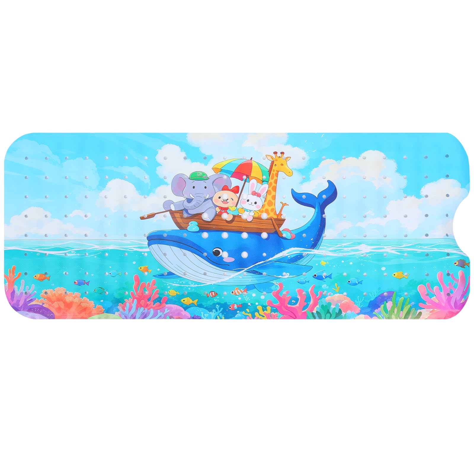 Kids Bath Mat Non Slip Anti Mould,100x40cm Extra Long Cartoon Baby Bathtub Mat,Anti Mould Shower Tub Mats with Strong Suction Cups,Machine Washable Bathtub Pad for Baby Children Elderly