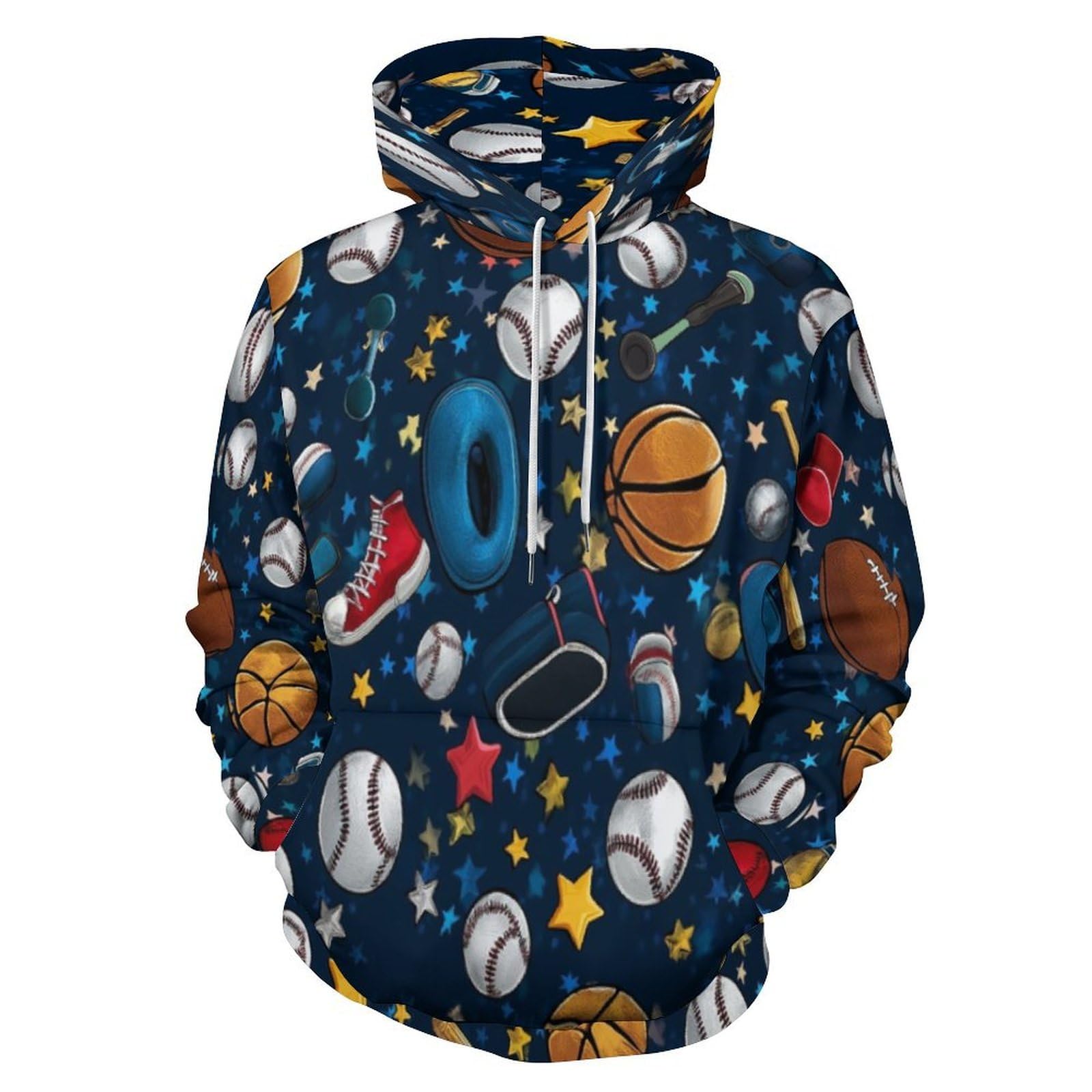 Sweatshirt bleu foncé manches longues avec poche et capuche sport - 8
