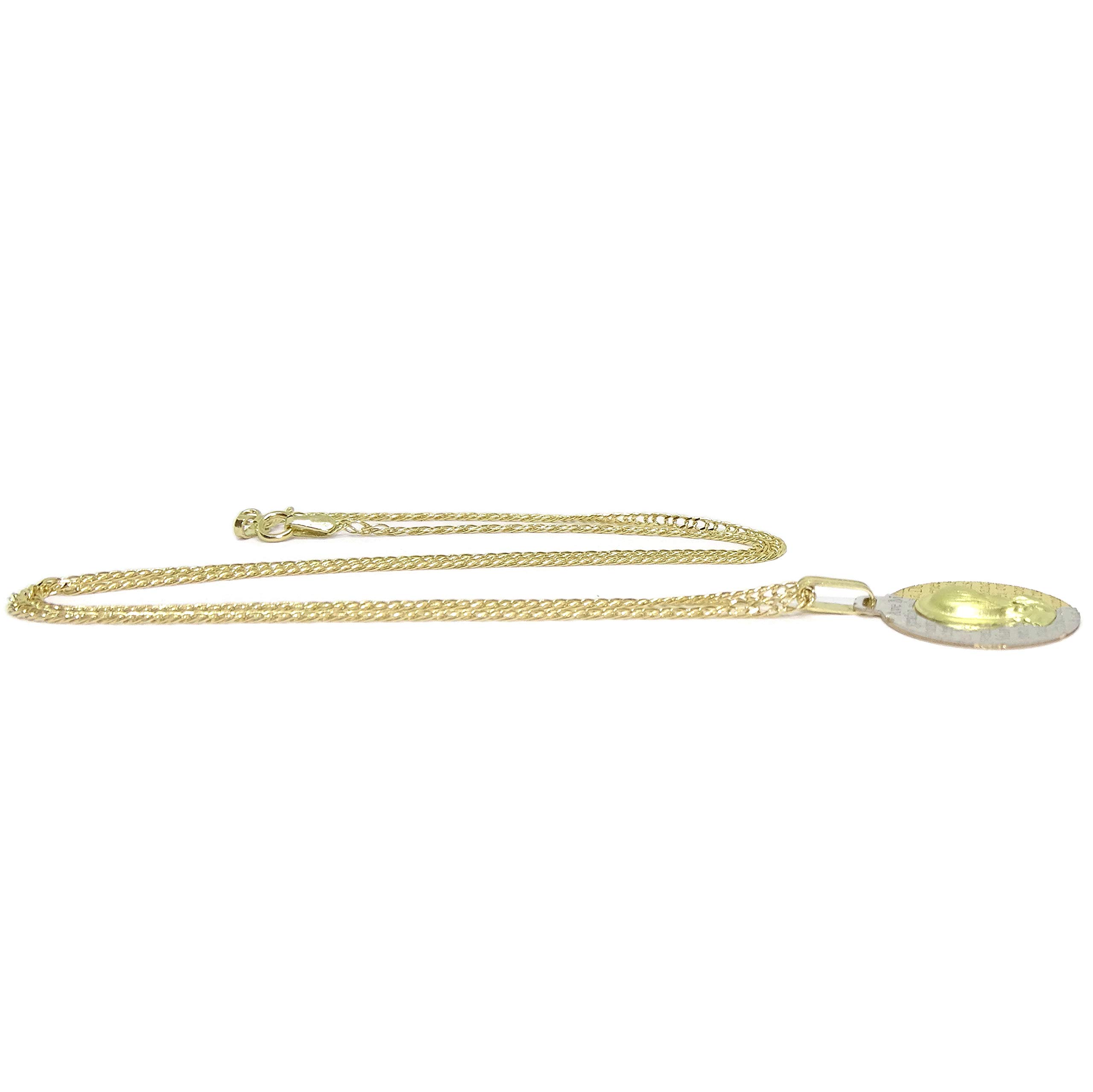 Never Say Never Medalla para comunión de oro bicolor de 18ktes con cadena doble hilo 45cm. 18mm de diámetro la medalla