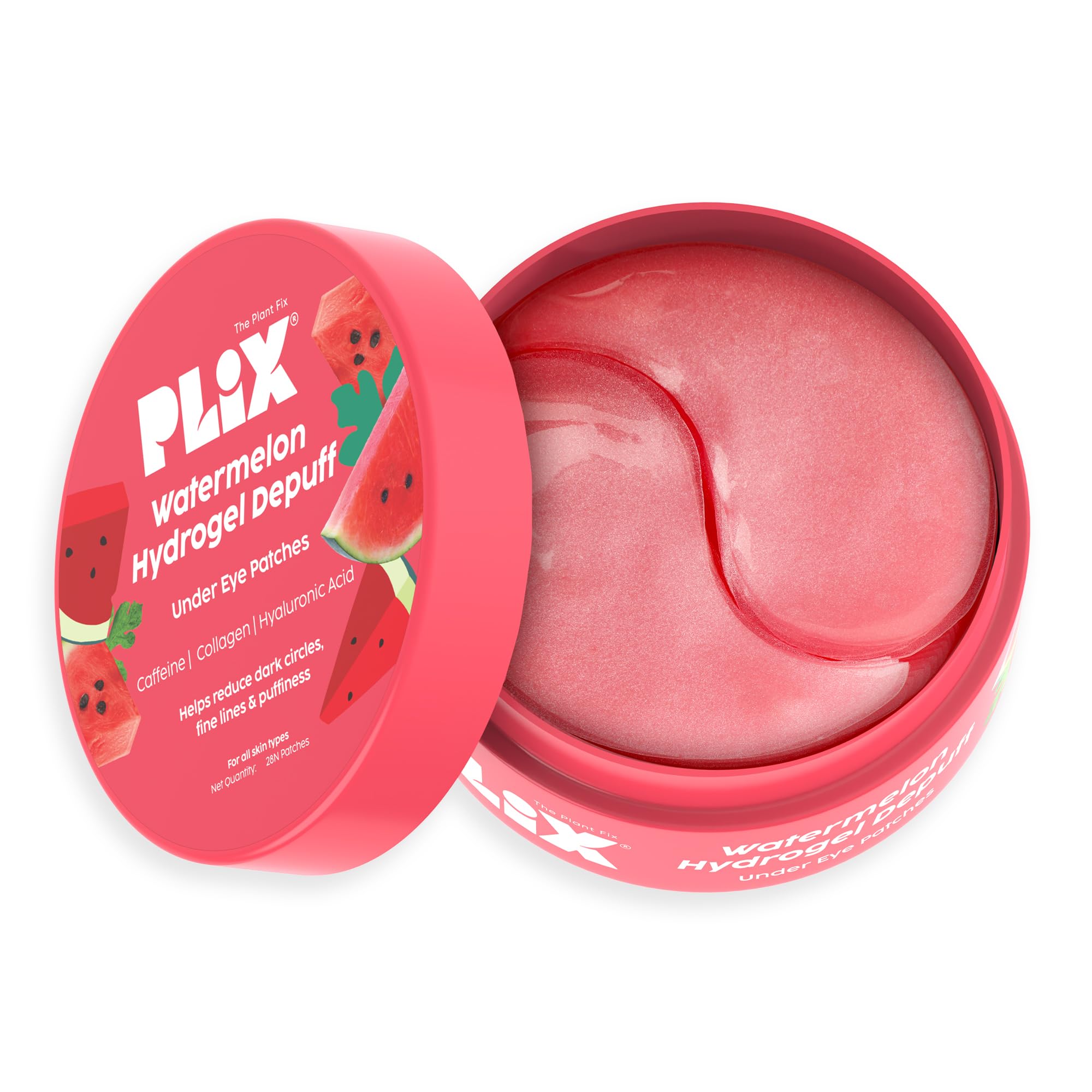 PLIX - THE PLANT FIX Watermelon Hydrogel Under Eye Patches for Dark Circles & Puffiness Reduction | Caffeine & Hyaluronic Acid | Eye Patches | Instantly Hydrates, Cools & De-Puffs | 14 Patches-image-10