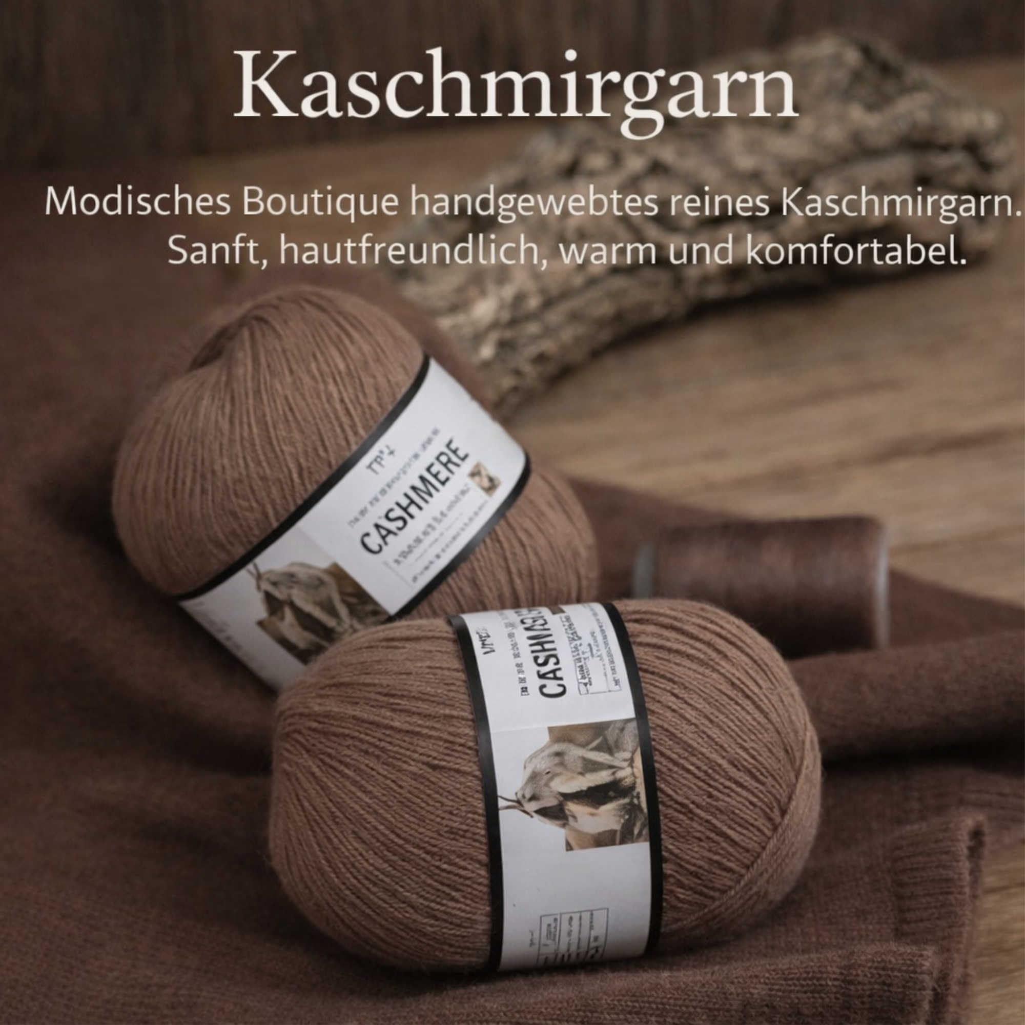 100% Kaschmirgarn mittelkamel - Ultraweich & Warmes Luxus-Wollgarn zum Stricken Häkeln - 1 Set = 6 Knäuel = 300g - 100% - handgemachte Pullover, Schals, Mützen, Handschuhe Winterkleidung