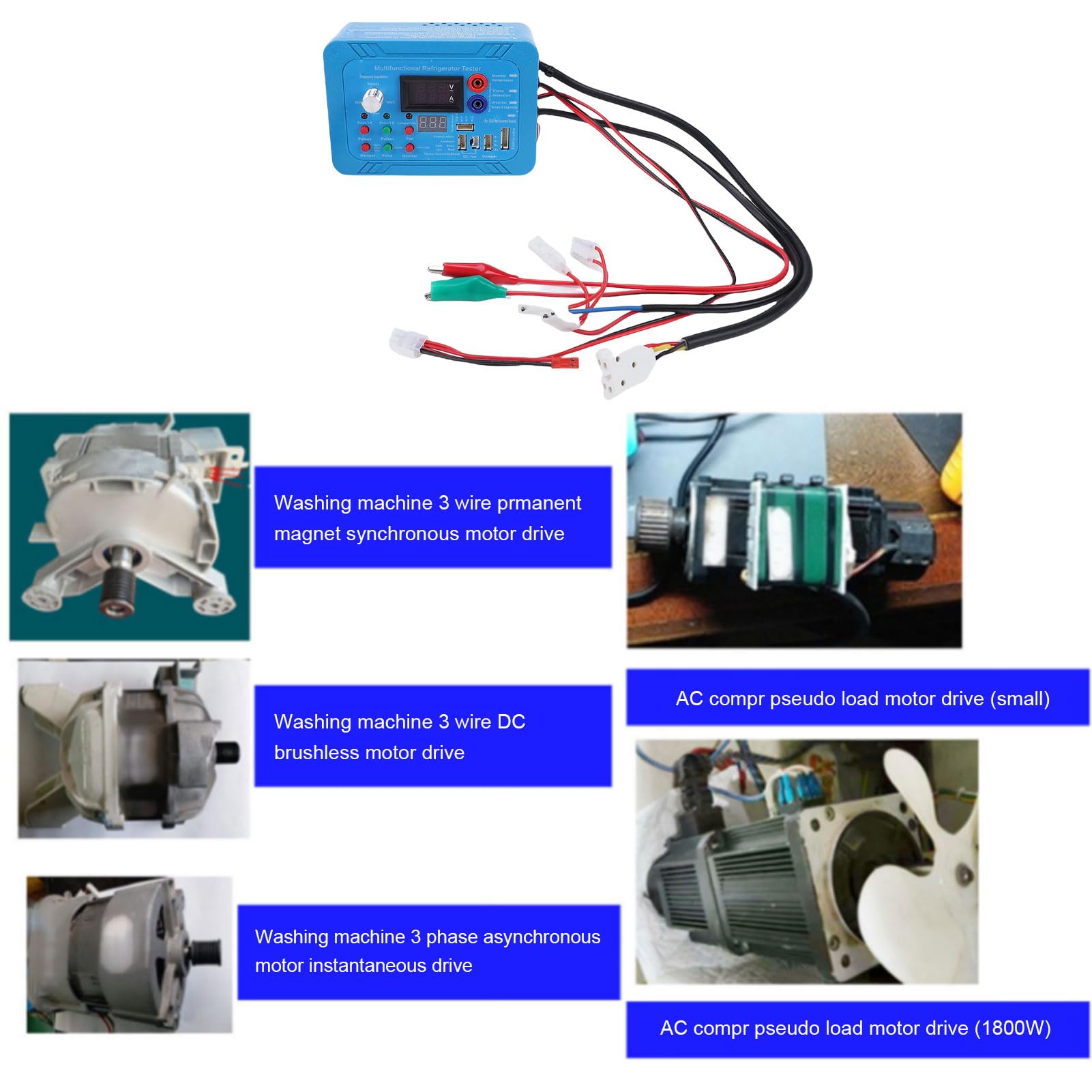 Jectse Tester per Frigorifero Inverter, Strumento di Test per Scheda a Frequenza Variabile con Avviso Cicalino per Riparazione Elettrovalvola Motorizzata a 6 Pin e 5 Pin (Spina europea)
