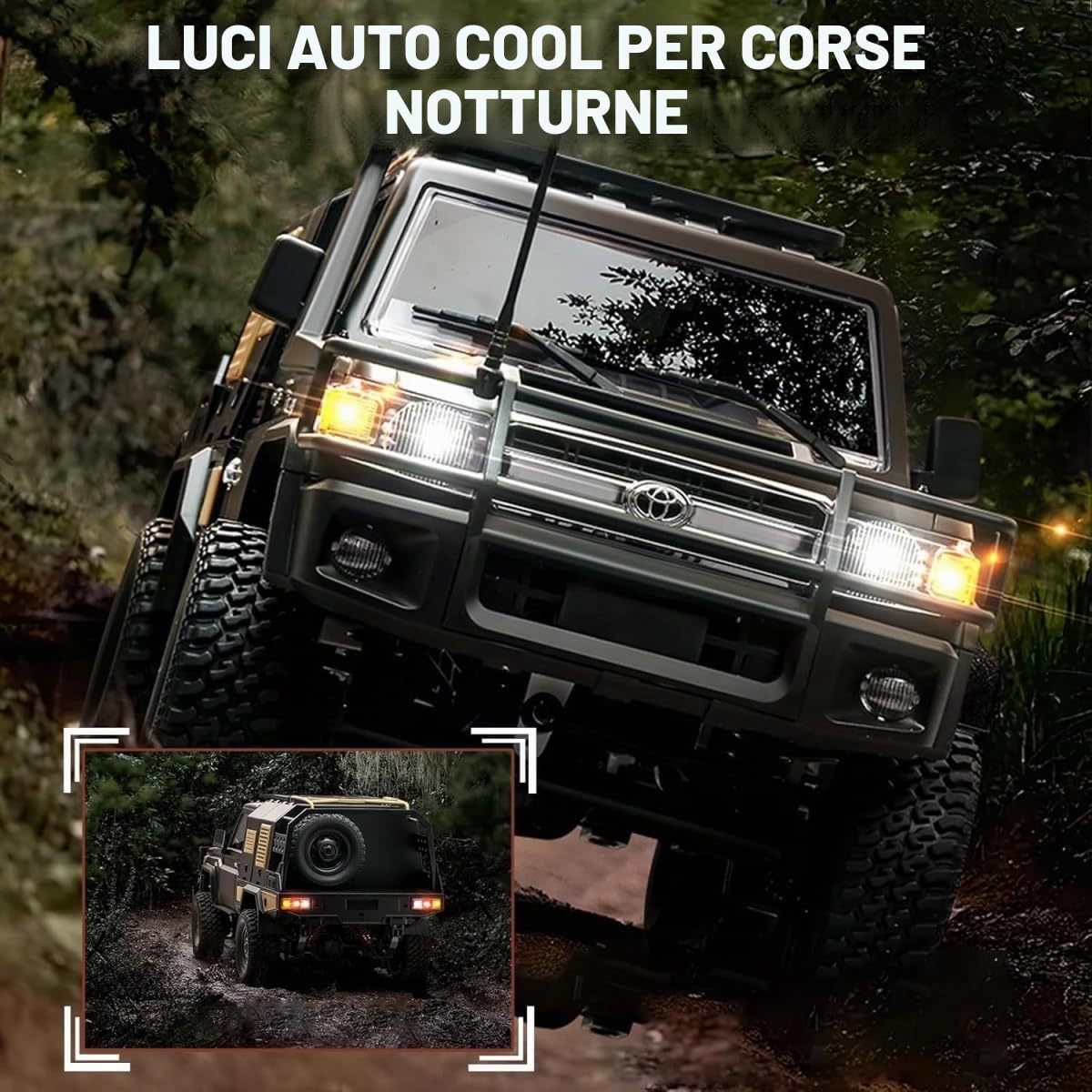 RC Auto Toyota Land Cruiser Supertourer 1:12 | 4WD trazione integrale | 2,4 GHz telecomando 100 m | Batteria agli ioni di litio 7,4 V 1200 mAh | Illuminazione LED | 60 minuti di tempo
