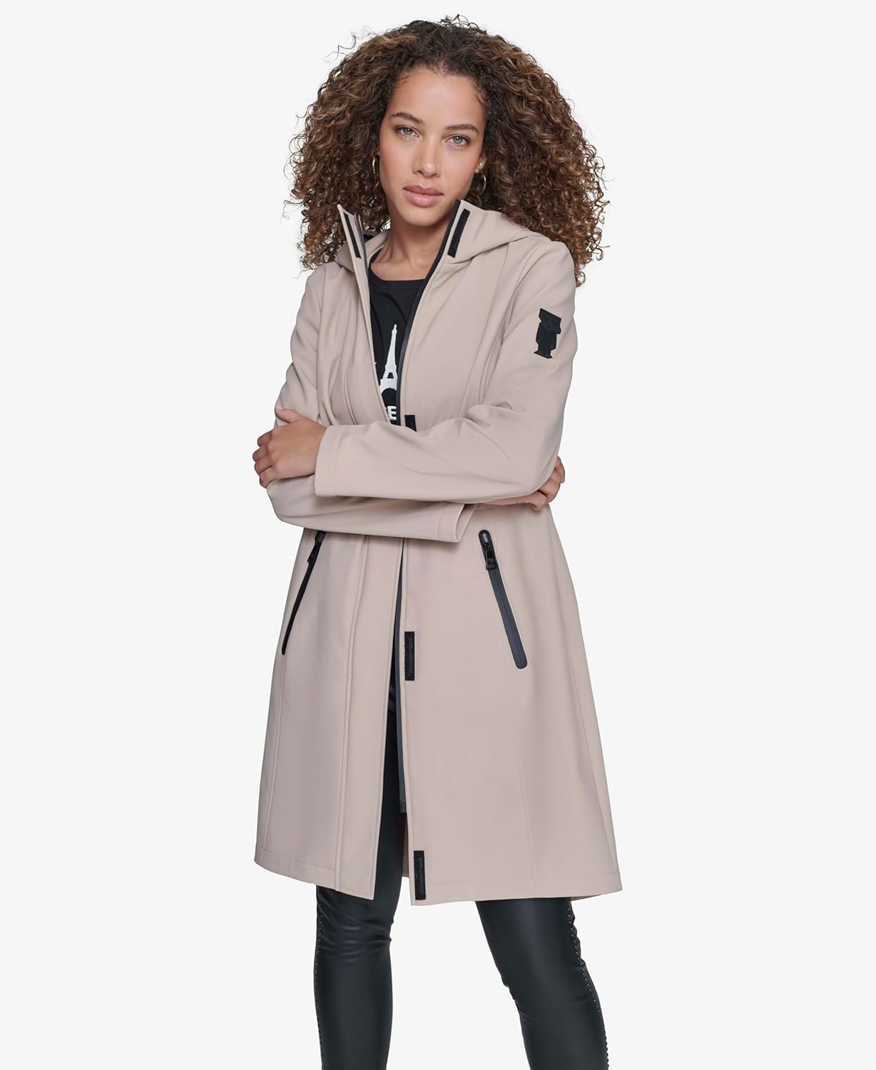 KARL LAGERFELD womens Bonded Tech Rain Wear Anorak - Image 2