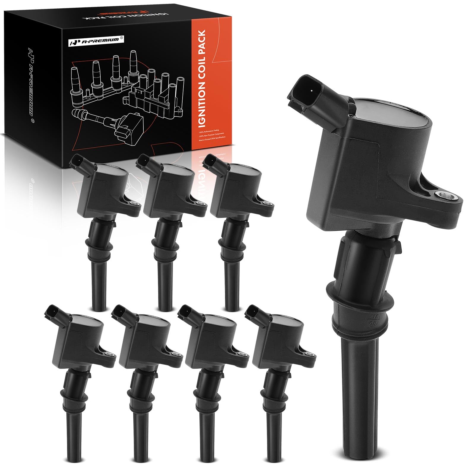 Ignition Coil Packs DG508 FD503 Compatible with Ford F-150 F-250 F-350 Expedition Excursion E-150 E-250 E-350 Econoline Lincoln Navigator Town Car Mercury Mountaineer V8 4.6L 5.4L 8-PC Set