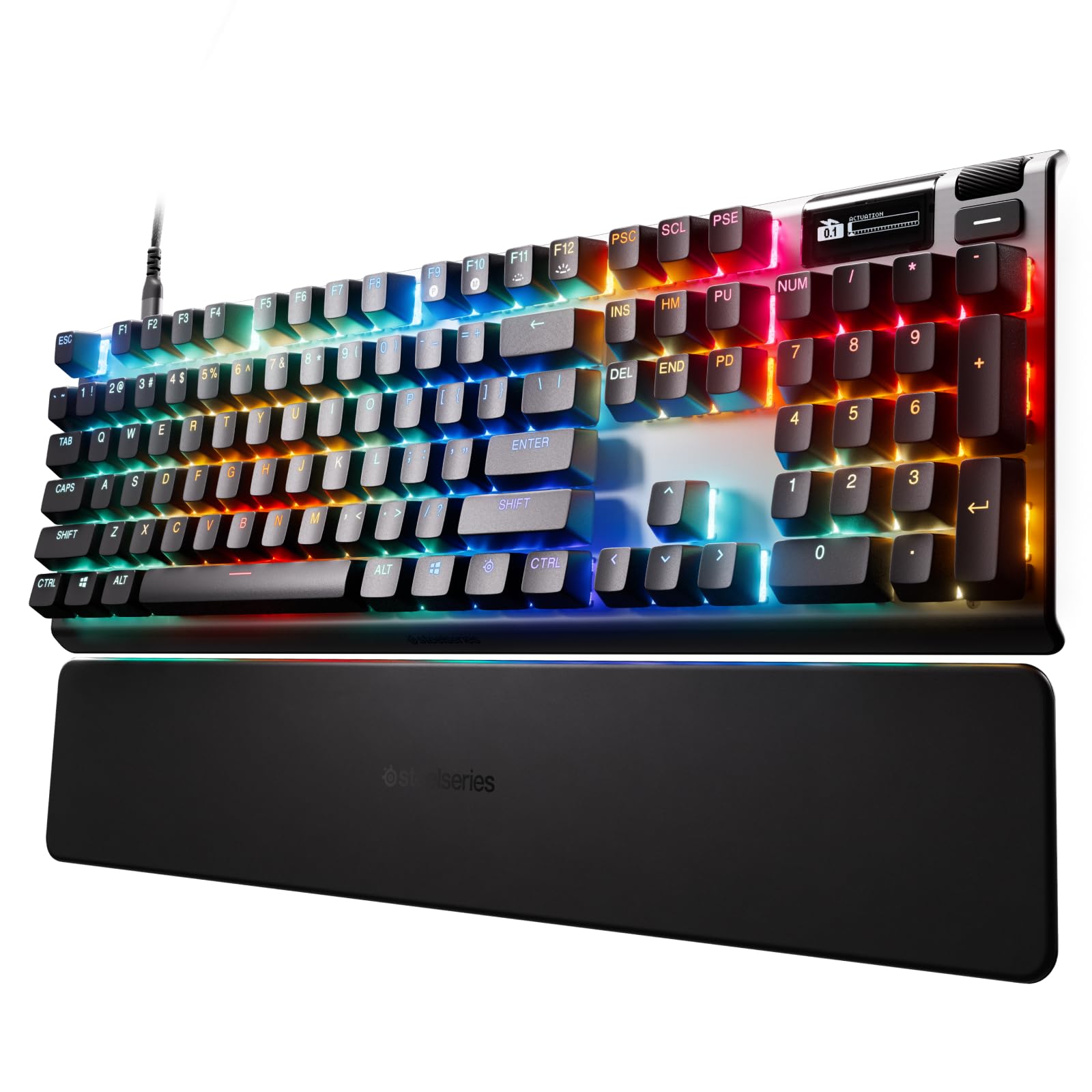 SteelSeries Apex Pro Gen 3 OmniPoint 3.0 HyperMagnetic Switches Adjustable Actuation Rapid Trigger Game-Ready Presets Protection Mode Rapid Tap/SOCD OLED RGB PBT Keycaps USB-C (Renewed)