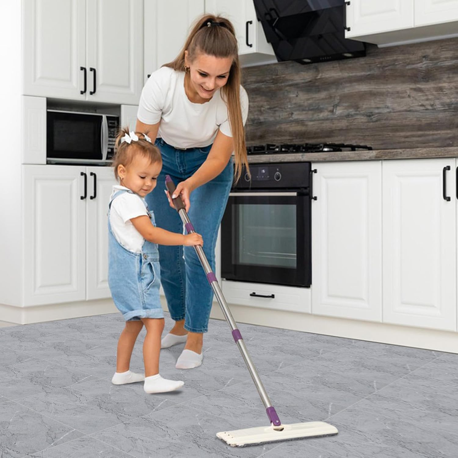 Peel and Stick Floor Tile Waterproof Self Adhesive Kitchen Floor Tiles DIY Flooring for Diningroom Bedroom Basements Bathrooms(30 Pack, 12 x 12 inch)
