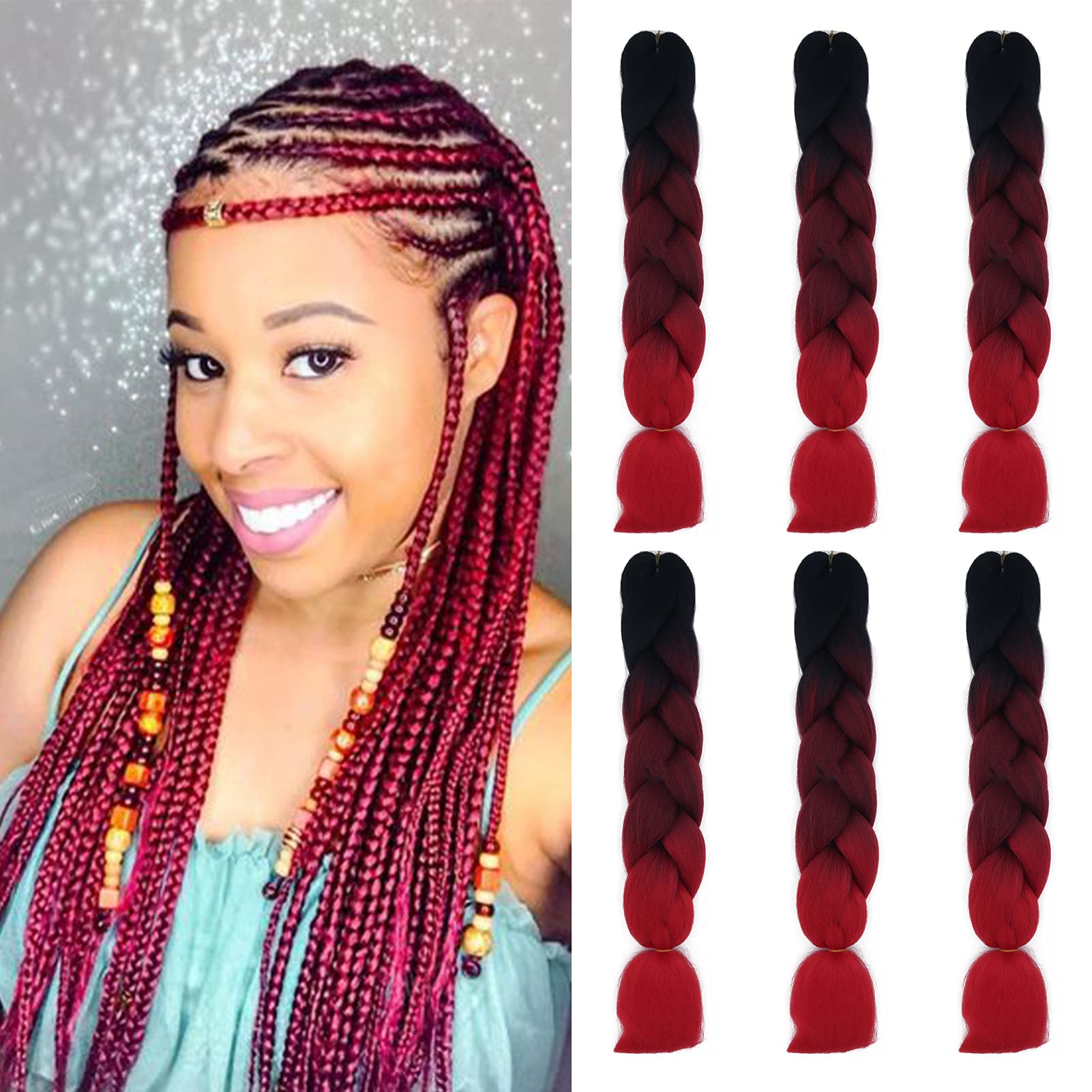 24inch Jumbo Braids Hair Extensions Ombre Braiding Hair Synthetic 3Pieces/lot Crochet Twist High Temperature African Box Braids, Sapphire Blue — view 122