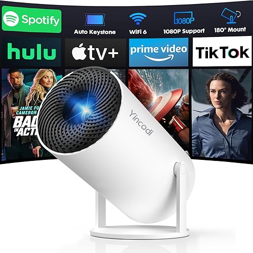 Mini proyector con WiFi y Bluetooth Proyector portátil compatible con HDMITV StickMemory StickLaptop, Blanco