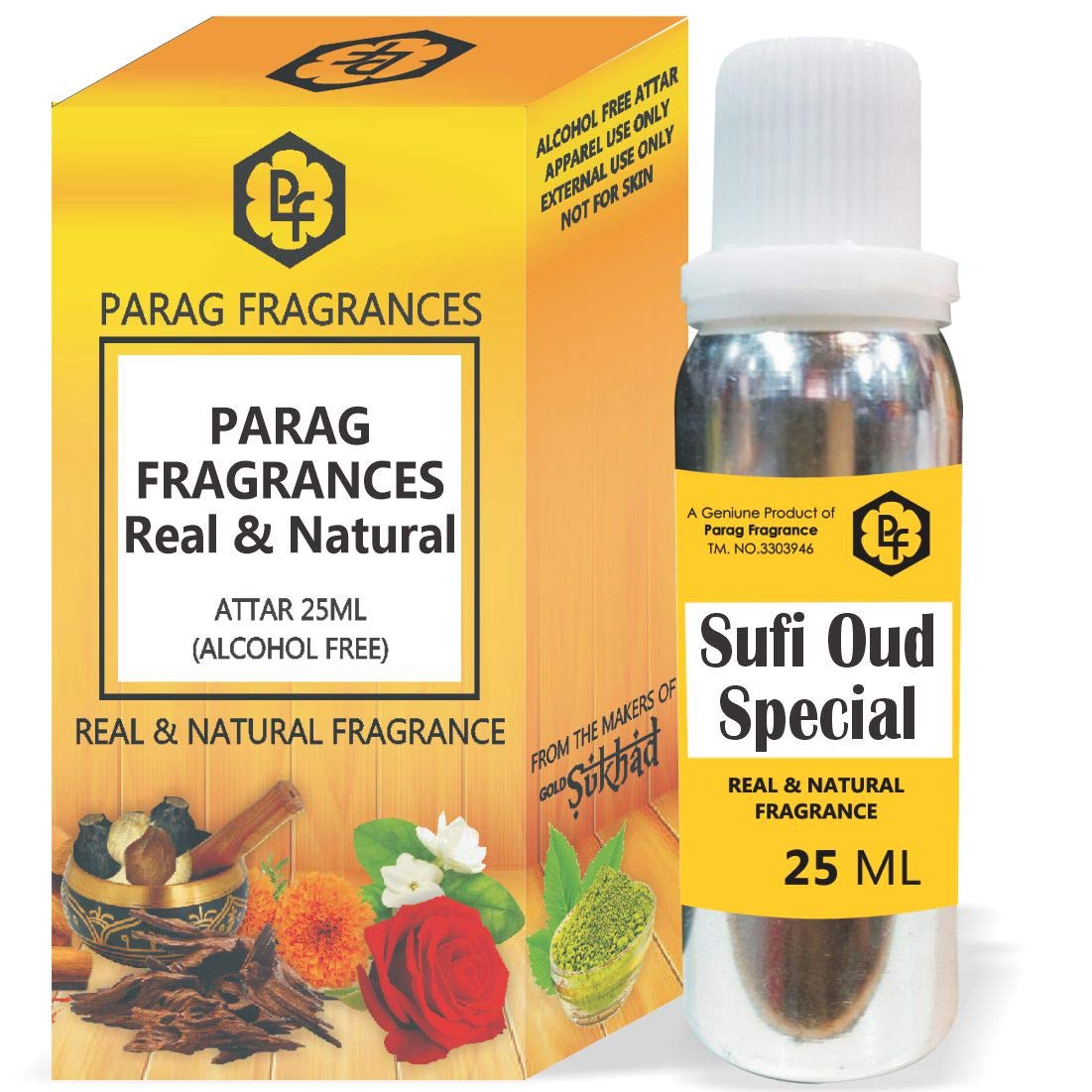 Parag Fragrances 25ml Sufi Oud Special Attar With Fancy Empty Bottle (Alcohol Free, Long Lasting, Natural Attar) Also Available in 50/100/200/500 pack-image-49