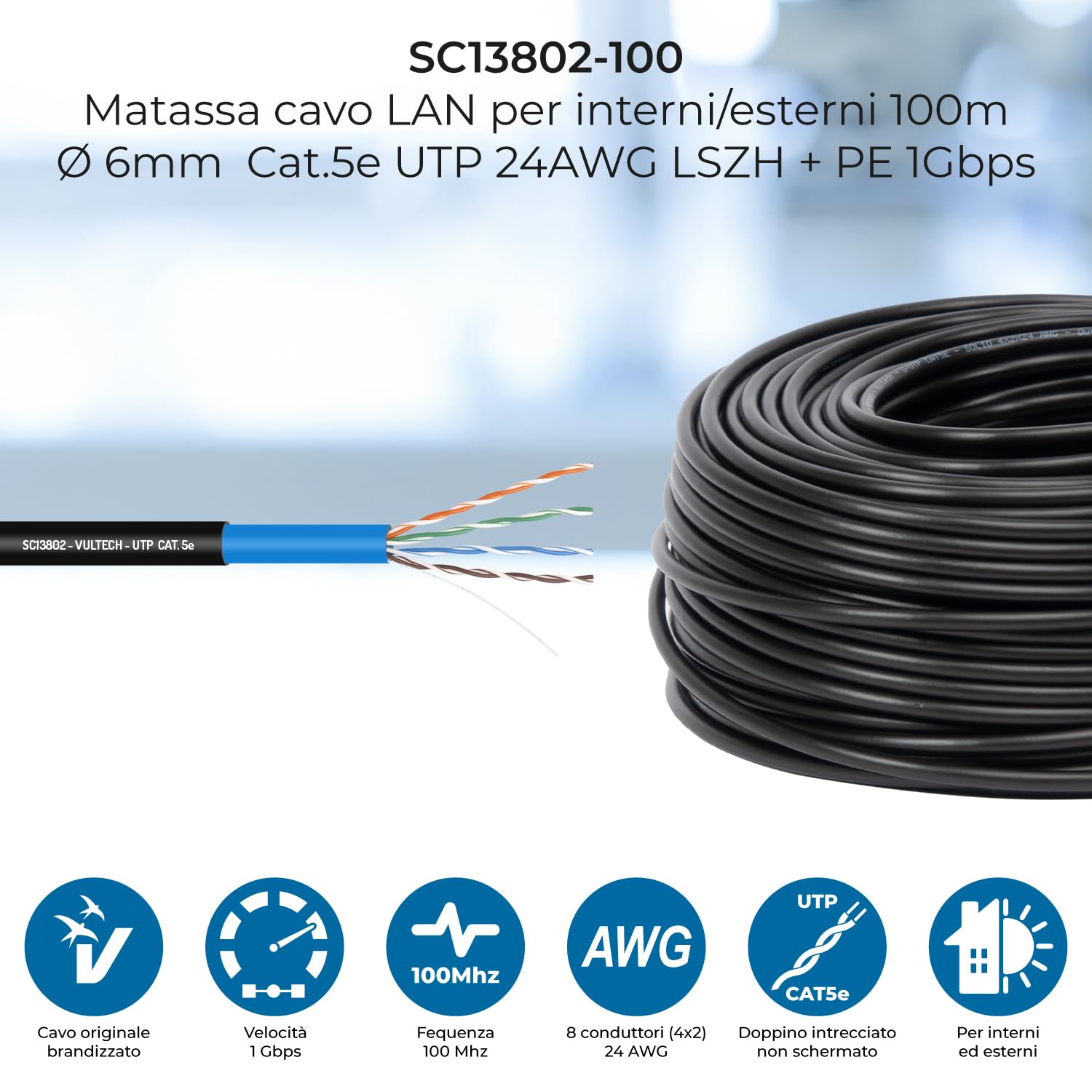 Cavo Di Rete CAT5e SF/UTP 100m – Doppia Schermatura, Goobay, PVC, CCA, Grigio, Eca, Per LAN E Installazioni