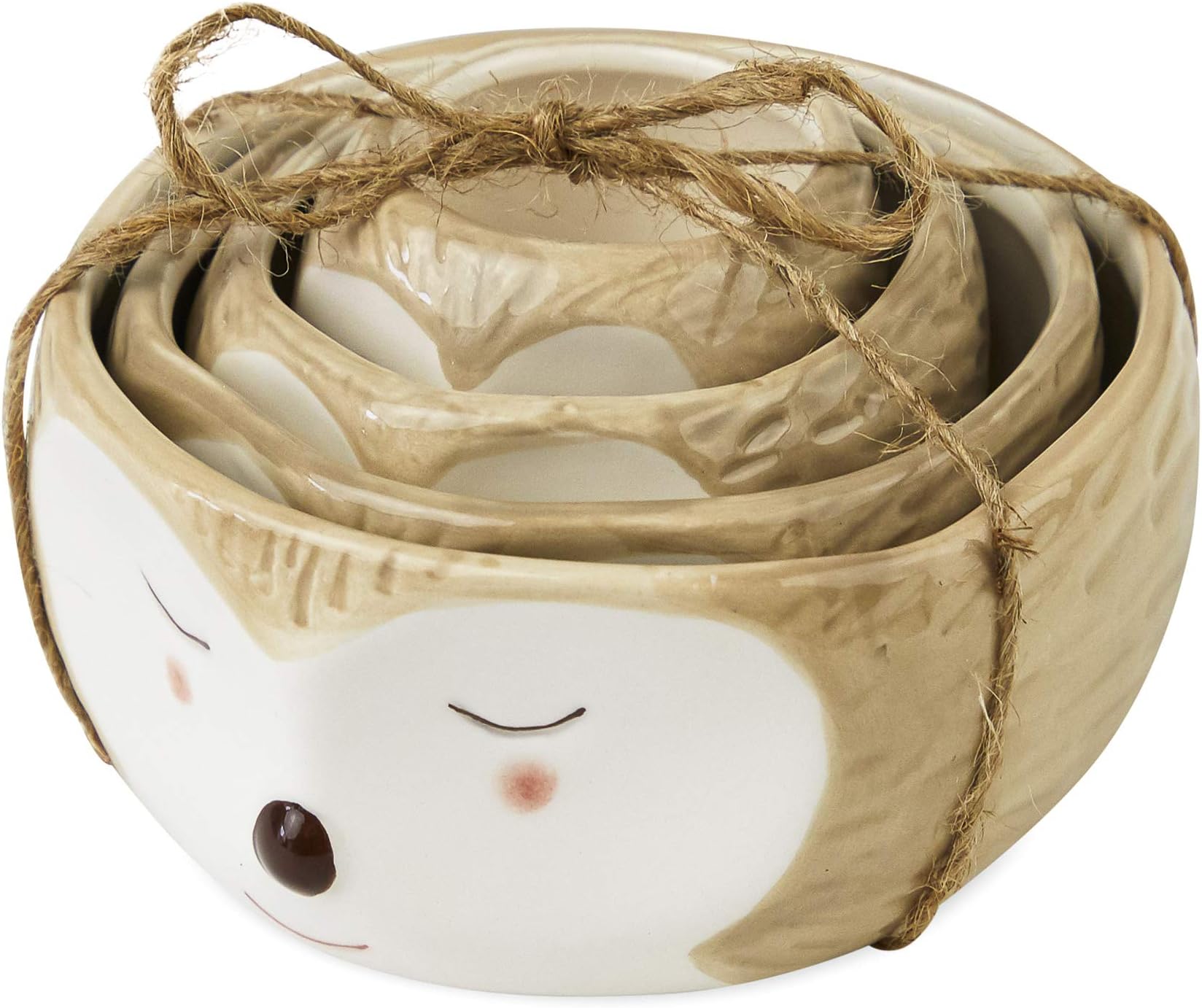 Charming Charlie Hedgehog Themed Measuring Cup Gift Set - Kitchen Decor, Ceramic Construction - Pack of 4