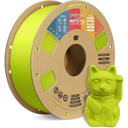 OVERTURE Matte PLA 3D Printer Filament 1.75mm, Matt Surface & Low Warping Filament 1kg Spool (2.2 lbs), Accuracy +/- 0.02 mm, Fit Most FDM Printers (Matte Grass Green)