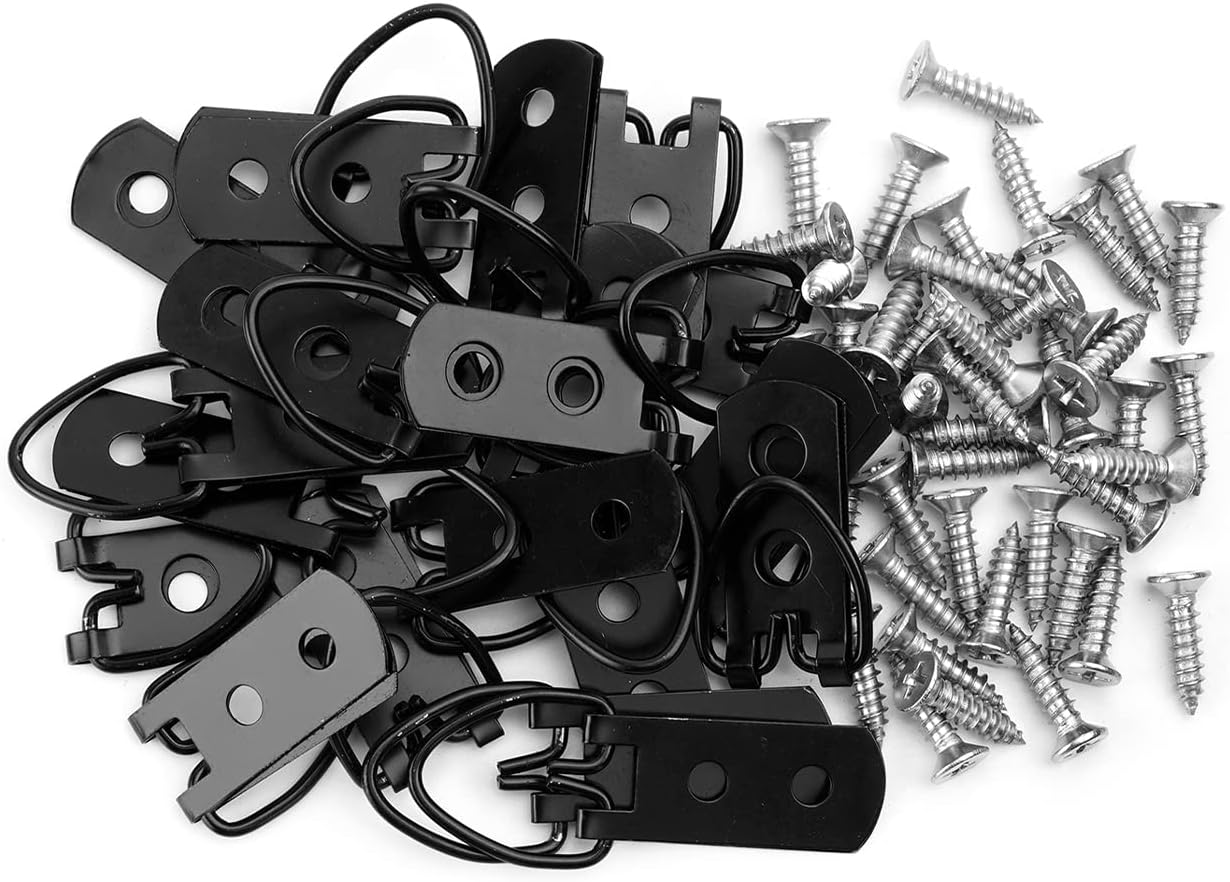 MroMax D Ring Picture Hangers, 53mm x 14mm Black Assortment Kit for Photo Hanging Solutions, 20 Pcs - Amazon product rated Grade D