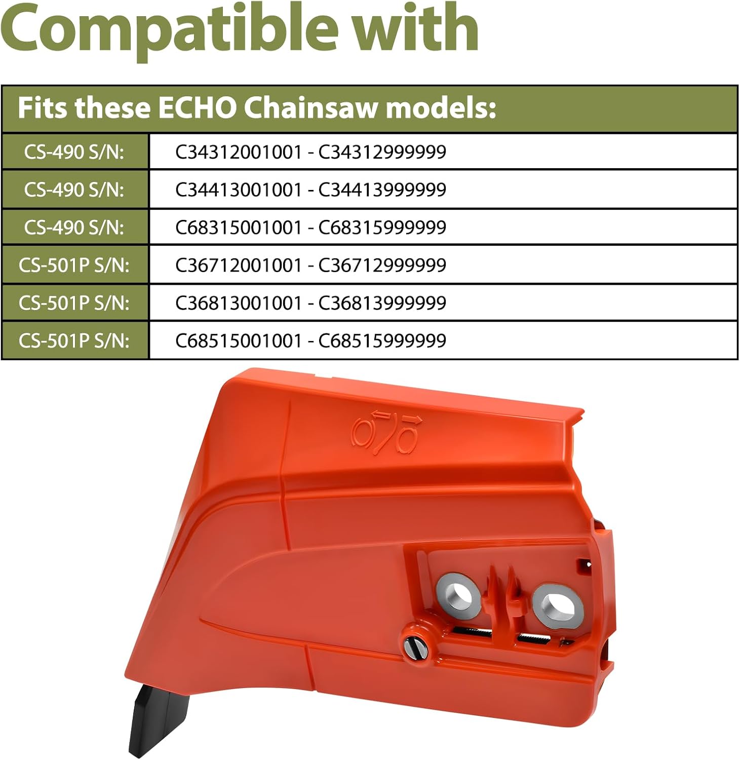 Chainsaw Sprocket Clutch Cover Assembly Fit for Echo Chainsaw CS-490 CS-501P Guard Assembly Replace P021049100