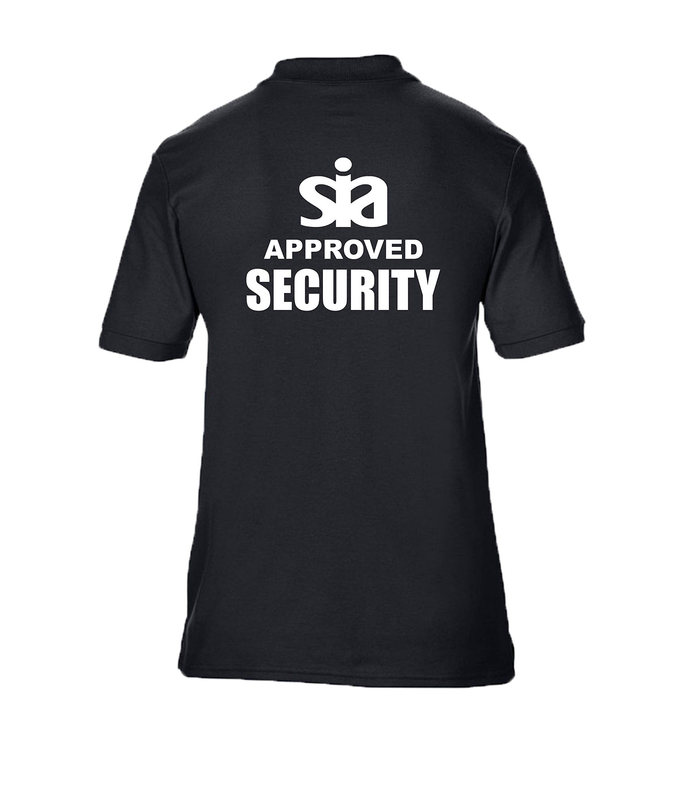 Brook Hi Vis Uk Unisex Black Sia Security Printed Polo Shirt, Security Officer, Security Guard, Doorman, Bouncer, Events