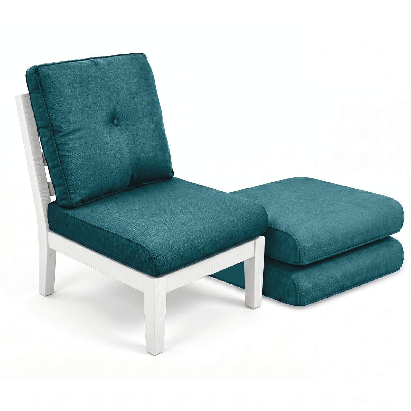 Luxury 4" Thick Outdoor Cushion Set of 3 - 22x24 Patio Furniture Cushions with 28D High-Density Foam, Water-Resistant &amp; Fade-Resistant Fabric, Removable Covers for Patio Furniture Sofa -Peacock Blue