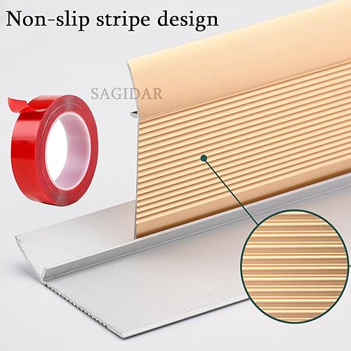 Miniatura 4 de Rampa de transición de aluminio, rampas de umbral de metal, tira de piso para puertas para diferencias de altura de 0.6-1.8 in, impermeable y