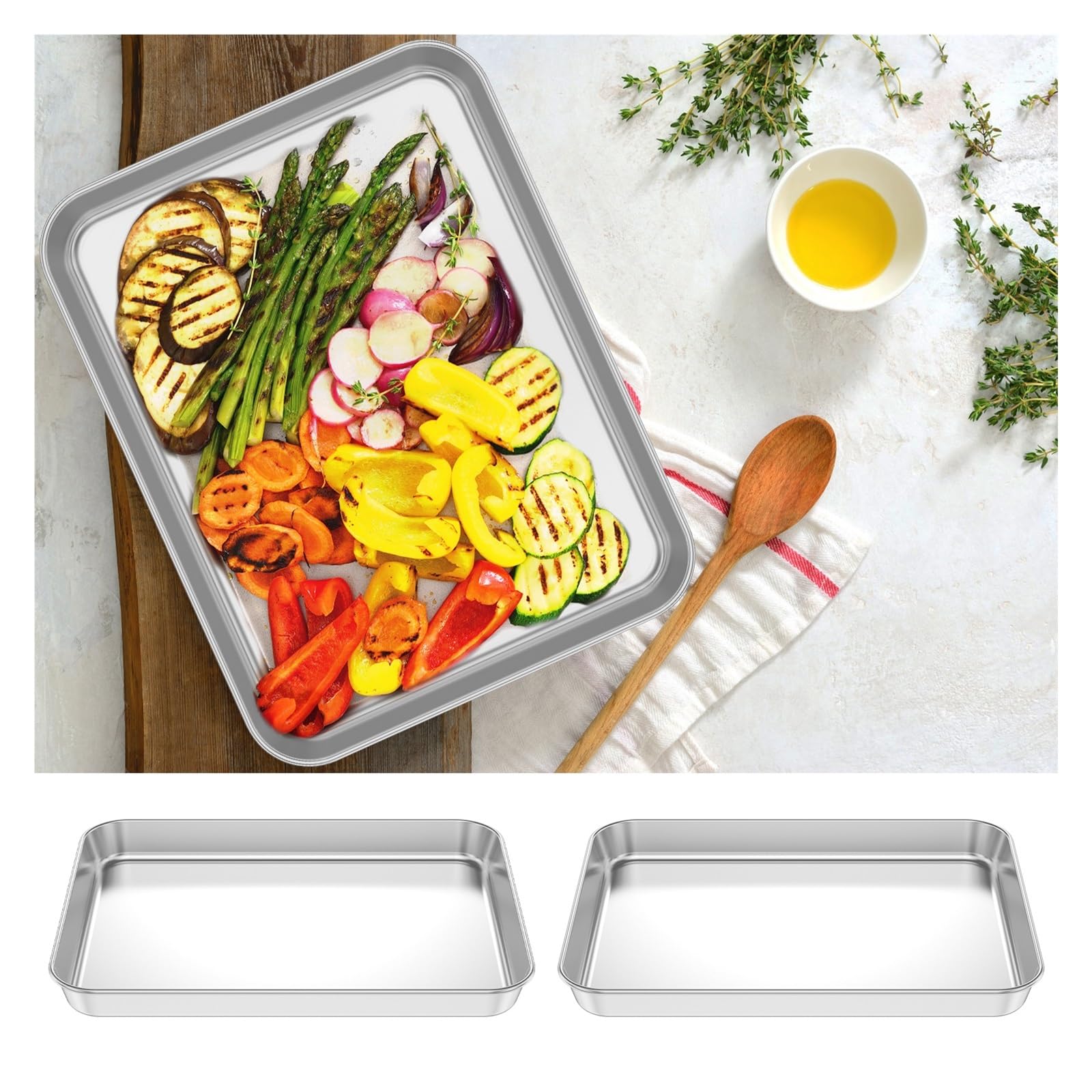 2 pz Vassoio cottura piccolo inox 304