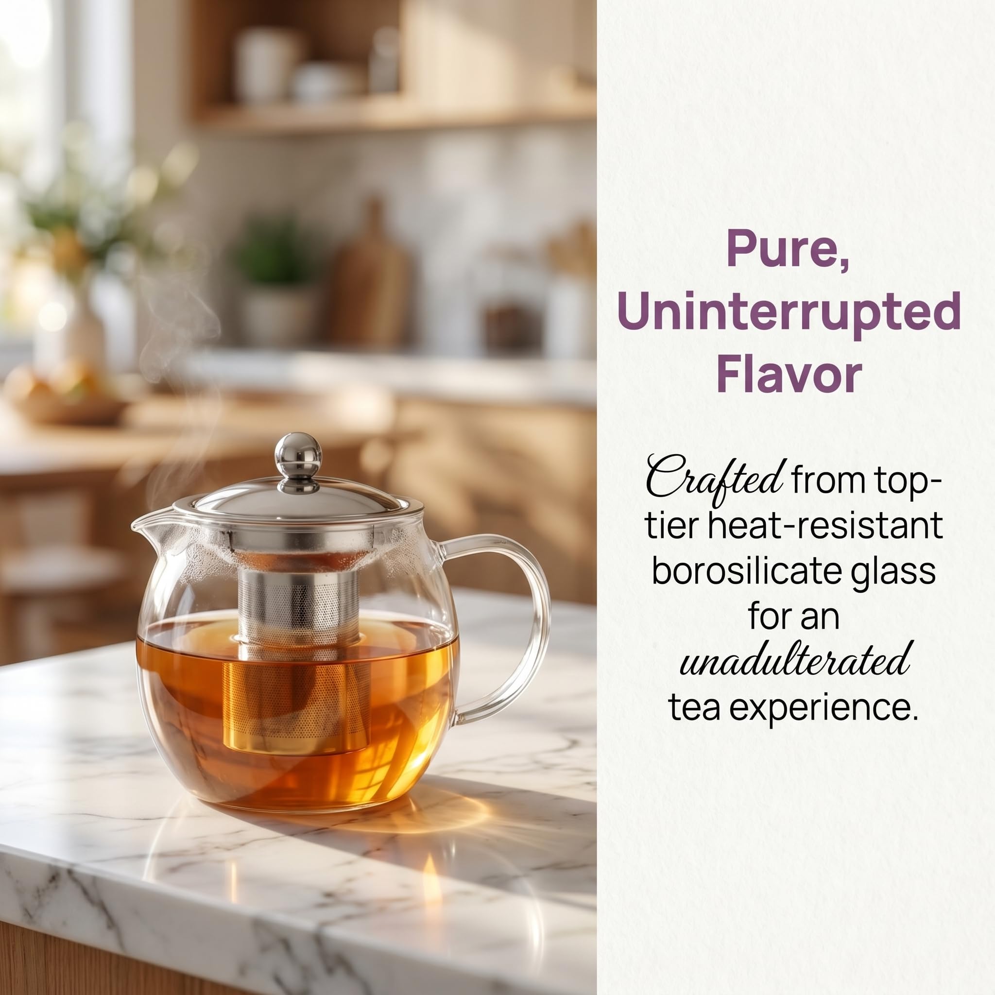 bonVIVO Zaparzacz do herbaty – szklany czajniczek o pojemności 150 ml ze zdejmowanym sitkiem ze stali nierdzewnej, zaparzacz do herbaty liściastej z pokrywką, dzbanek do herbaty ze szkła