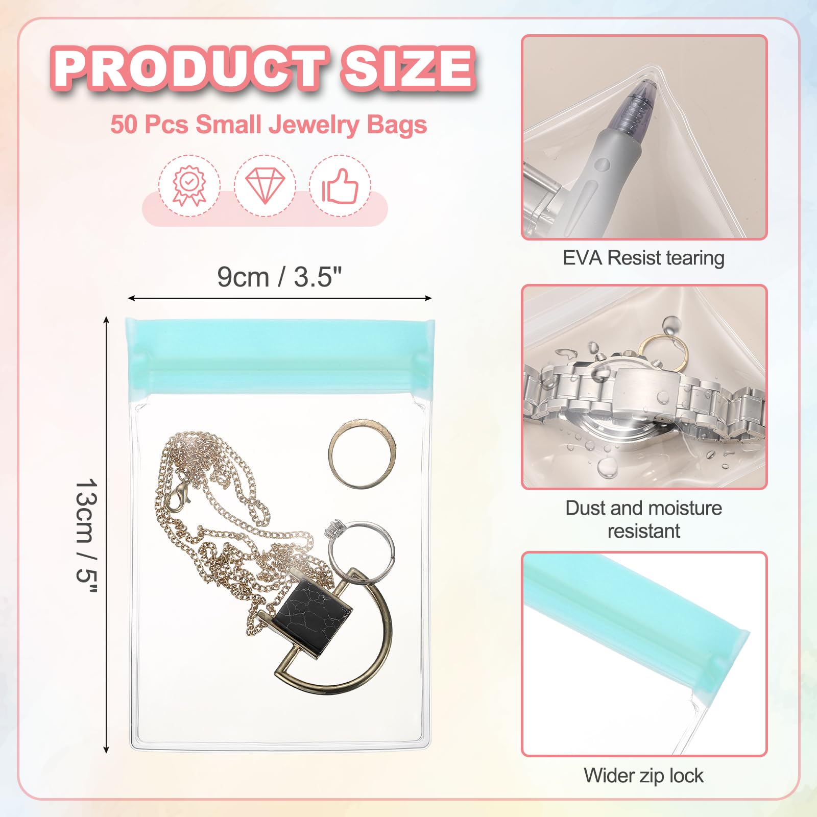 PATIKIL 50 Pcs Sachets Anti-Oxydation Pour Bijoux 3.5 x 5 Pouces Vert