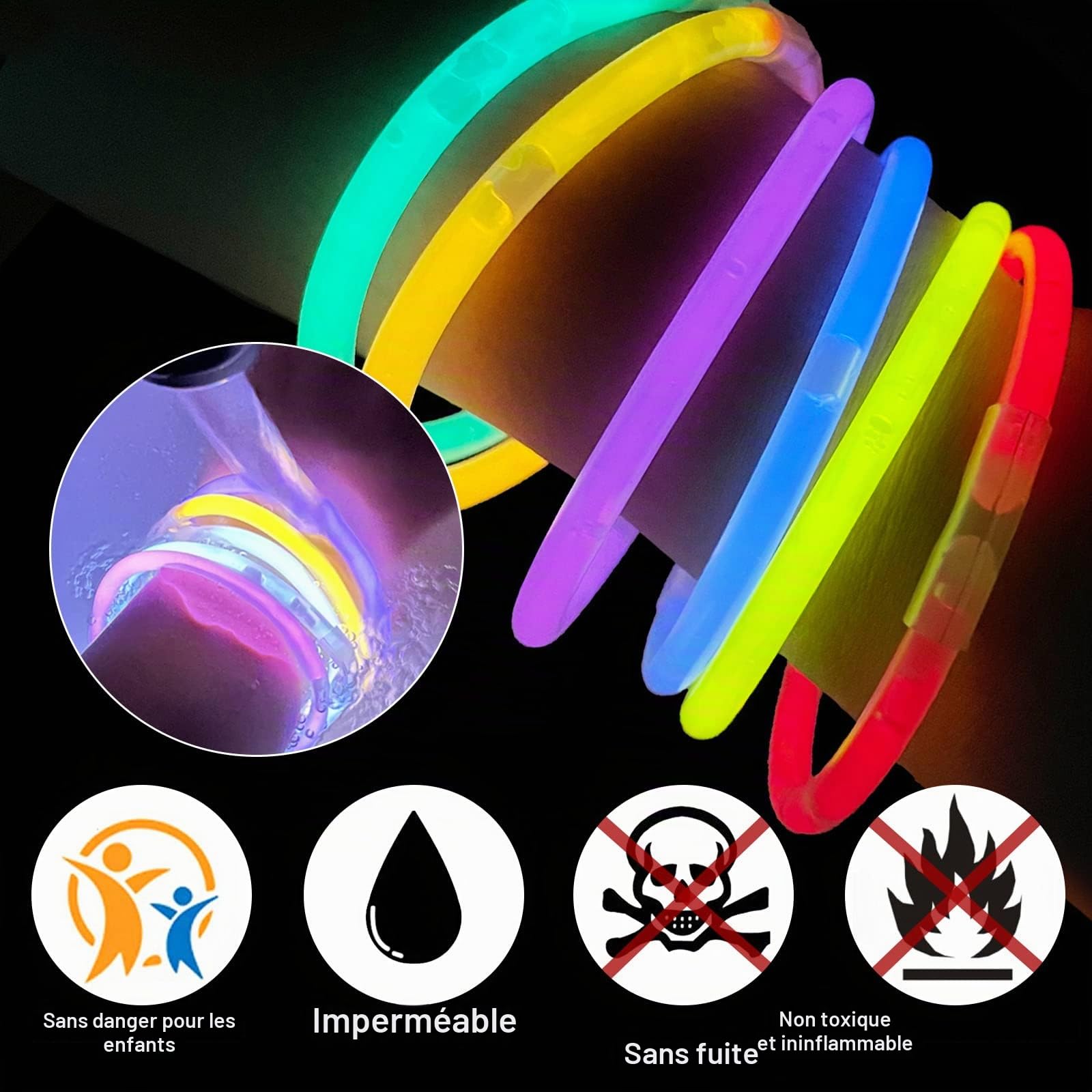 Bracelets Fluorescents Glow Sticks Party Favors 150PCS pour Enfants Adultes Halloween Decoration