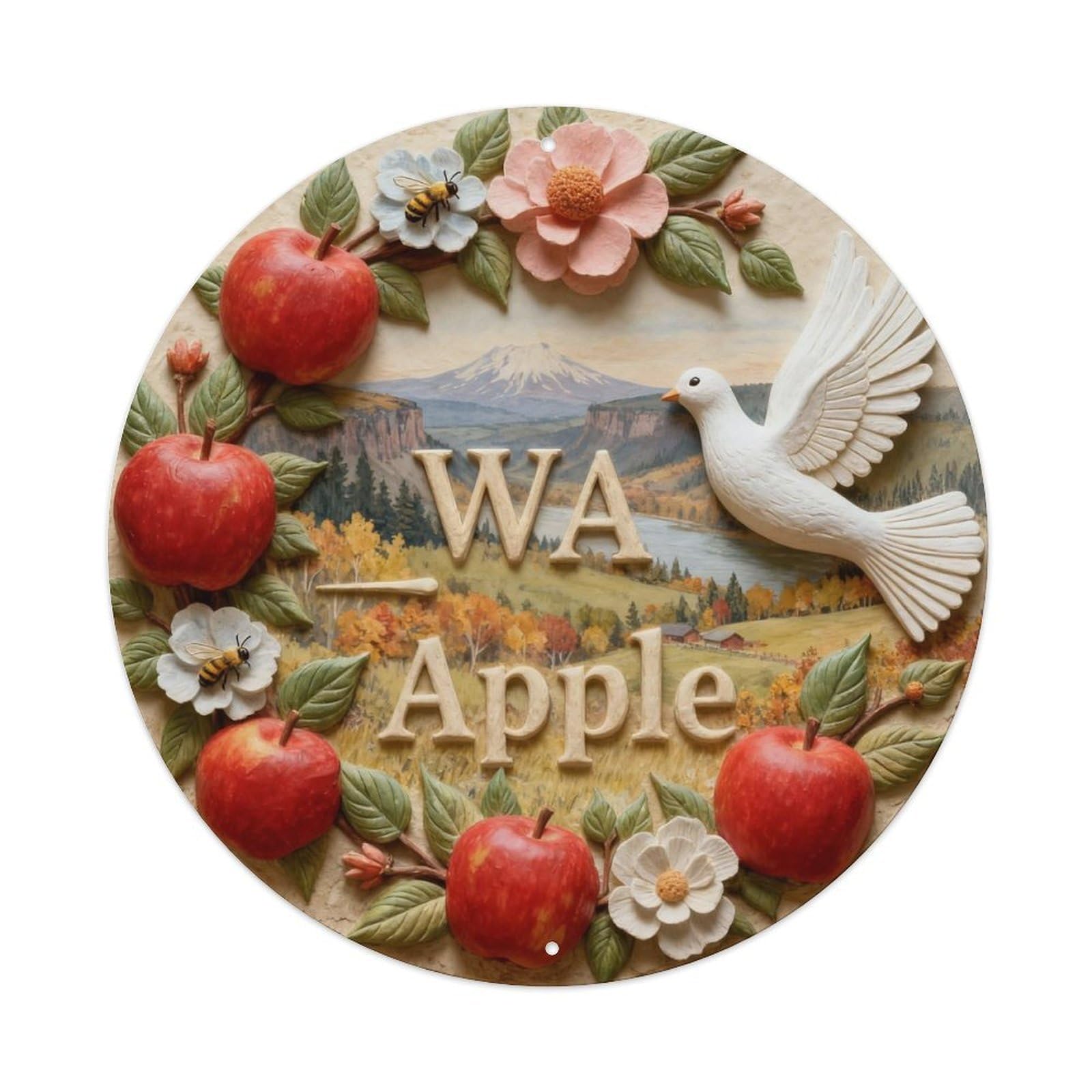 WA Apple Metal Tin Sign Plaque