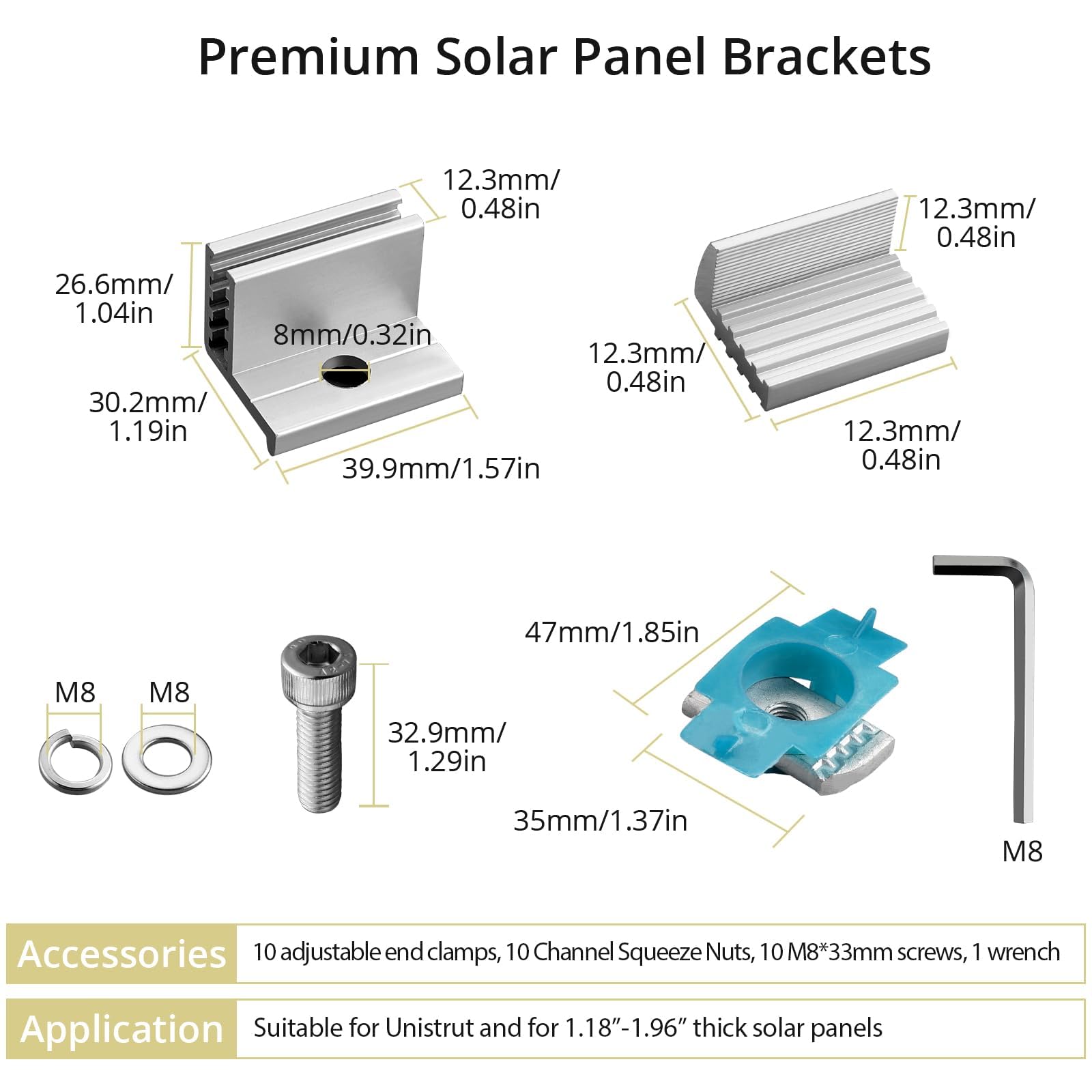 Snapklik.com : Anbte 10pcs Adjustable Solar Panel End Clamp For ...