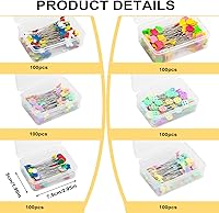 Vista 3 de 600 PCS Multicolor Straight Pins Straight Quilting Pins Flat Head Straight Pins with Flower, Butterfly and Button, Colored Heads Sewing Pins for