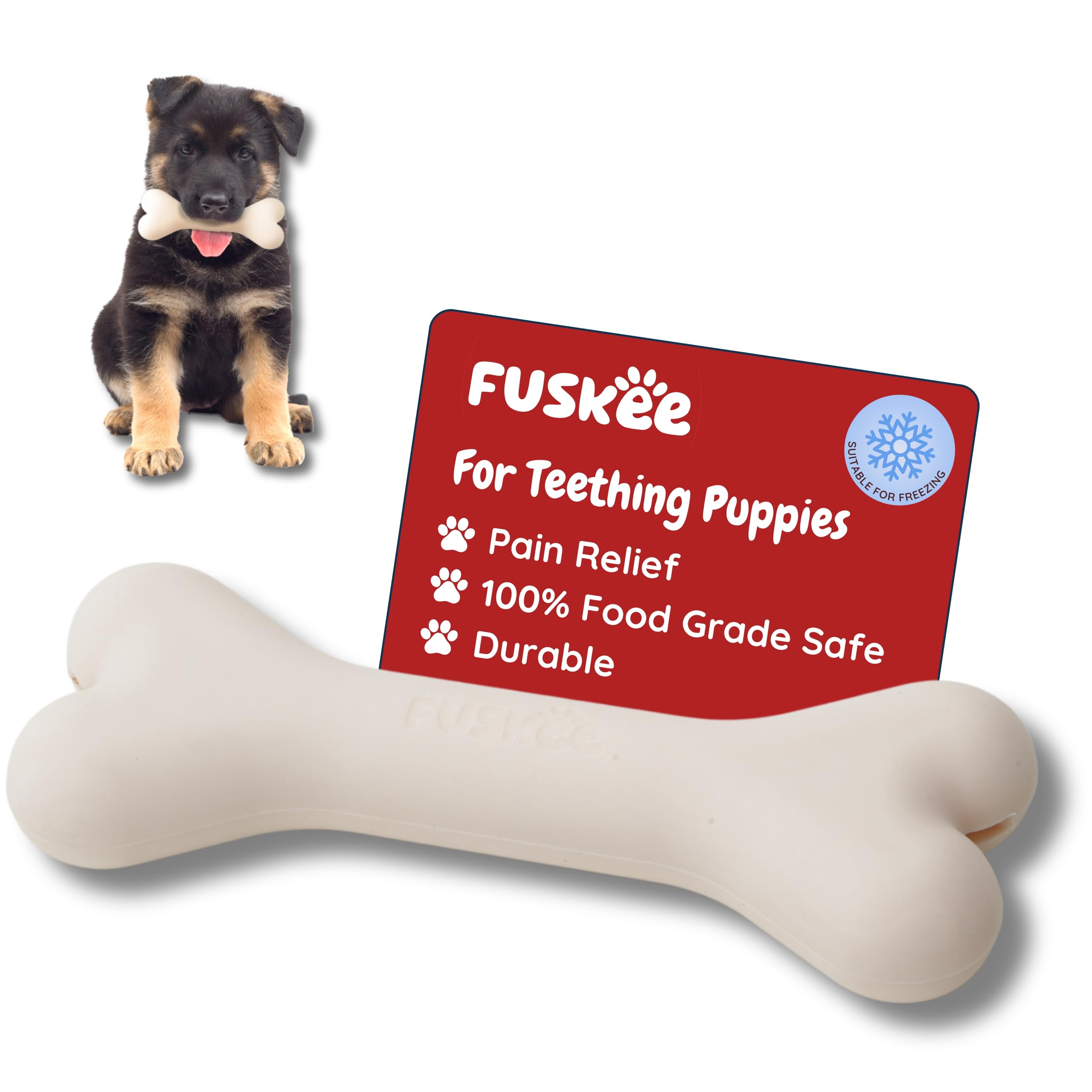 Fuskee Teething Relief Soft Chew Toy - Durable Silicone Dog Toys - Freezable and Soothing, Food Grade Silicone Chew Toys for Puppies, Ideal for Teething Relief and Entertainment