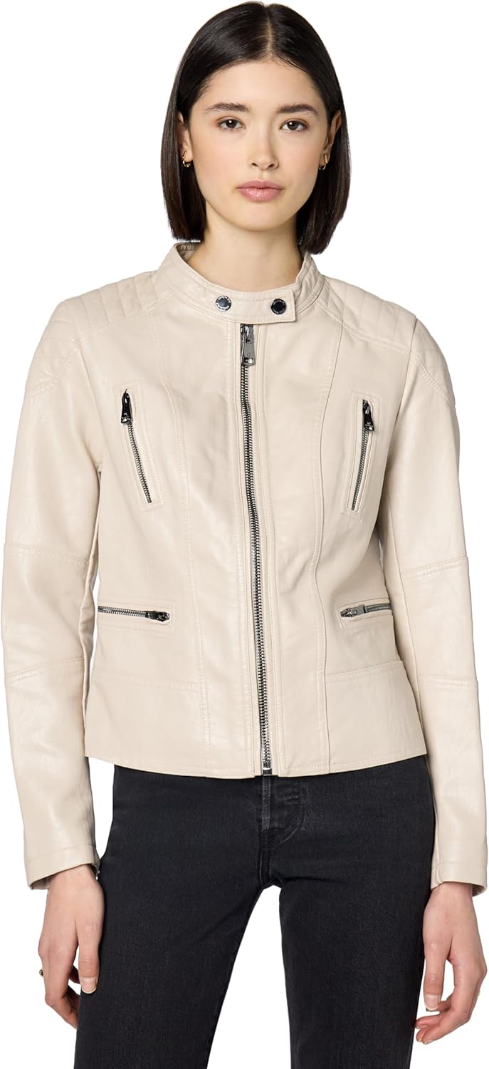Kenneth Cole Women's Classic Short Moto Faux Leather JacketFaux-Leather Jacket