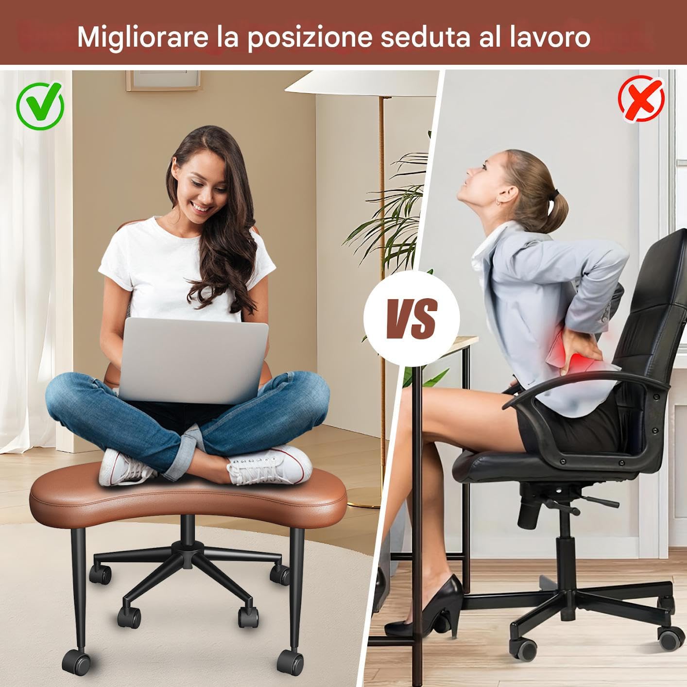 Meditation Chair Sedia di Meditazione con Supporto Alla Schiena Sedia Ergonomica a Gambe Incrociate con Ruote-Sede Regolabile in Altezza con Supporto Lombare per Adulti Agita e Yoga Contiene 136Kg