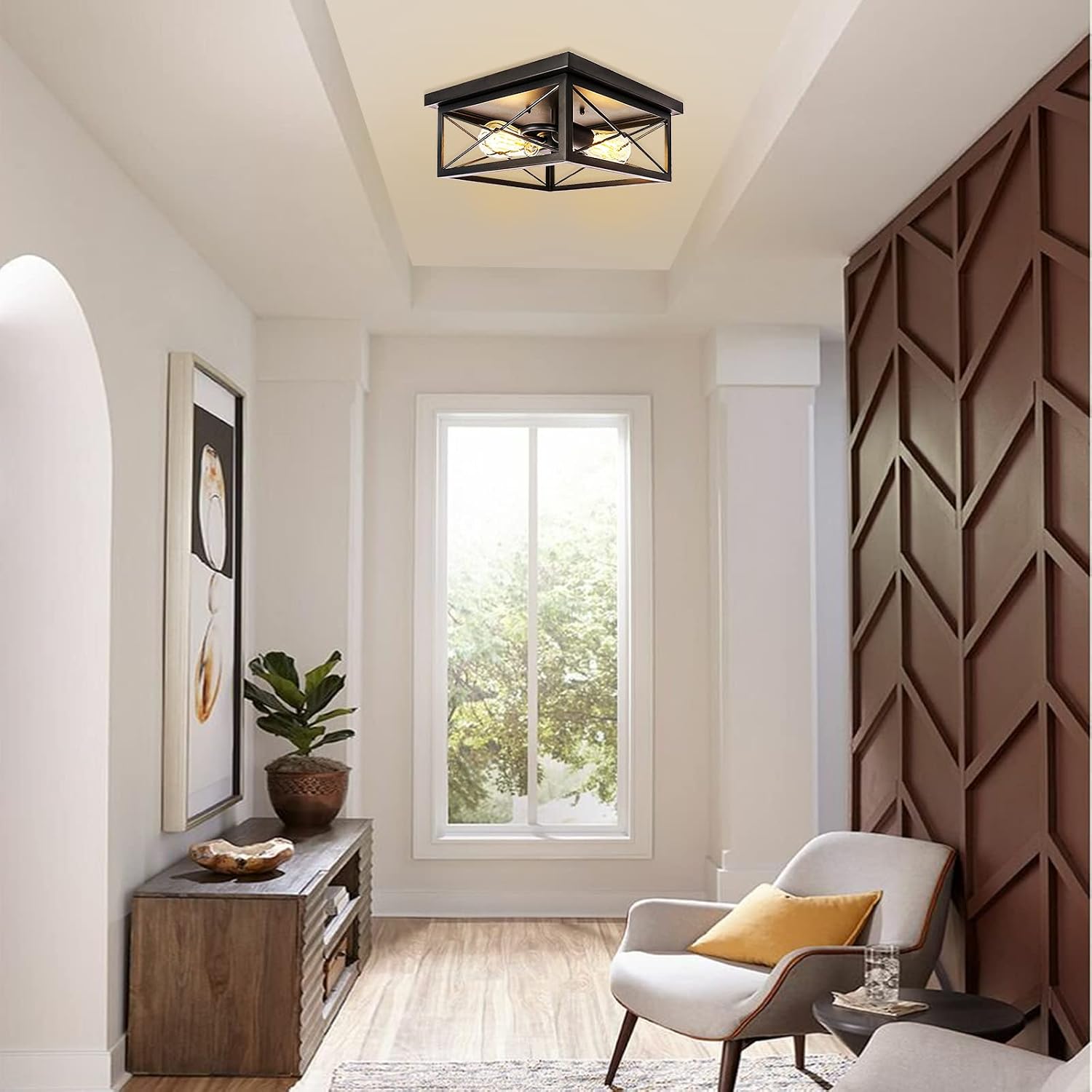 Fеаturеd Prоduсt 12 Inch Retro Flush Mount Ceiling Light, 2-Light Rustic Vintage Ceiling Light Fixture, Square Industrial Farmhouse Ceiling Lamp for Entryway, Hallway, Foyer, Dining Room, Living Room, Bedroom, Balcony Wееklу Tор Sаlе 12 Inch Retro Flush Mount Ceiling Light, 2-Light Rustic Vintage Ceiling Light Fixture, Square Industrial Farmhouse Ceiling Lamp for Entryway, Hallway, Foyer, Dining Room, Living Room, Bedroom, Balcony