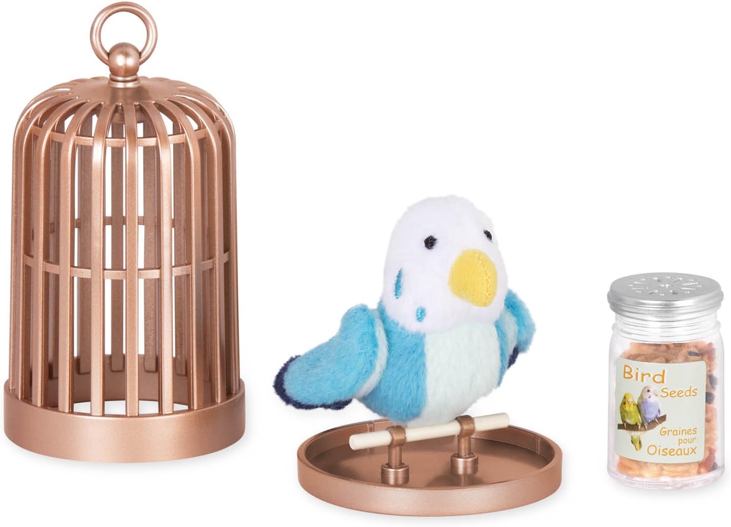 Our Generation Pet Bird Set โ 2-inch Plush Toy Bird for Girl Dolls โ Pet Bird and Birdcage Set